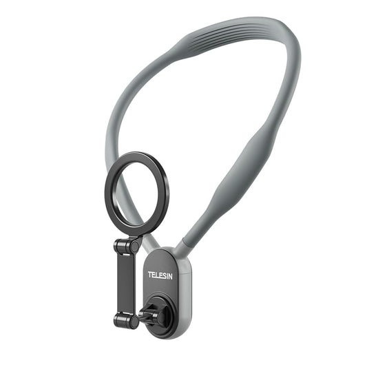 TELESIN Magnetic Neck Mount for Phones, Neck Cell Phone Holder POV/Vlog Selfie Mount Hand Free Phone Neck Holder Chest Stand Strap Video Recording for iPhone 16 15 14 13 12 Seires Android Phones Gray