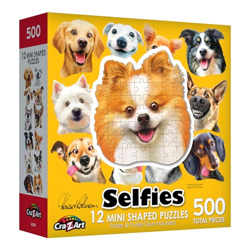 RoseArt - Mini-Shaped - Dog Selfies - 500 Piece Jigsaw Puzzle for Adults