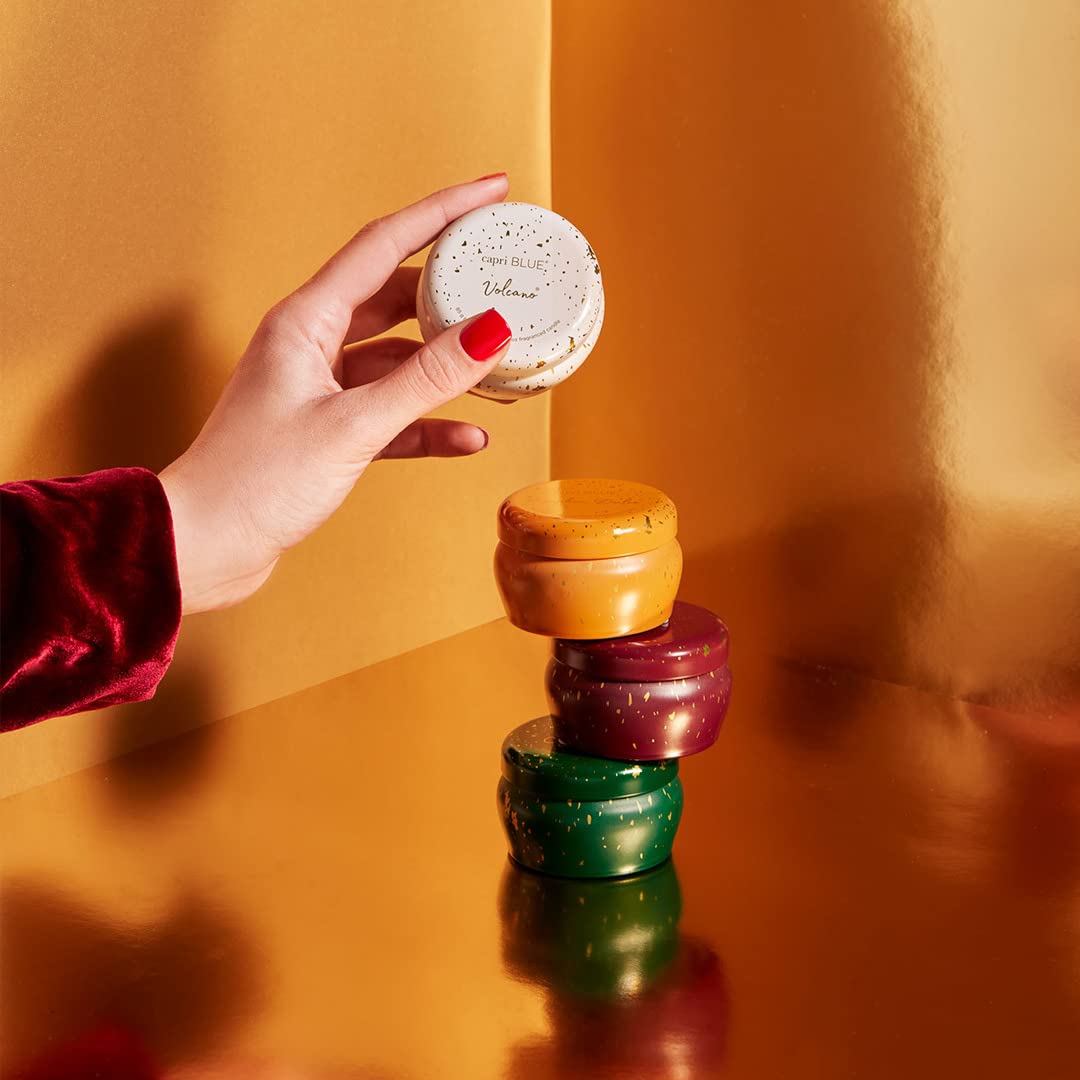 Capri Blue Glimmer Candle Holiday Gift Set - Volcano, Crystal Pine, Pumpkin Dulce, Tinsel & Spice - Luxury Aromatherapy Candles - 3 Oz Each