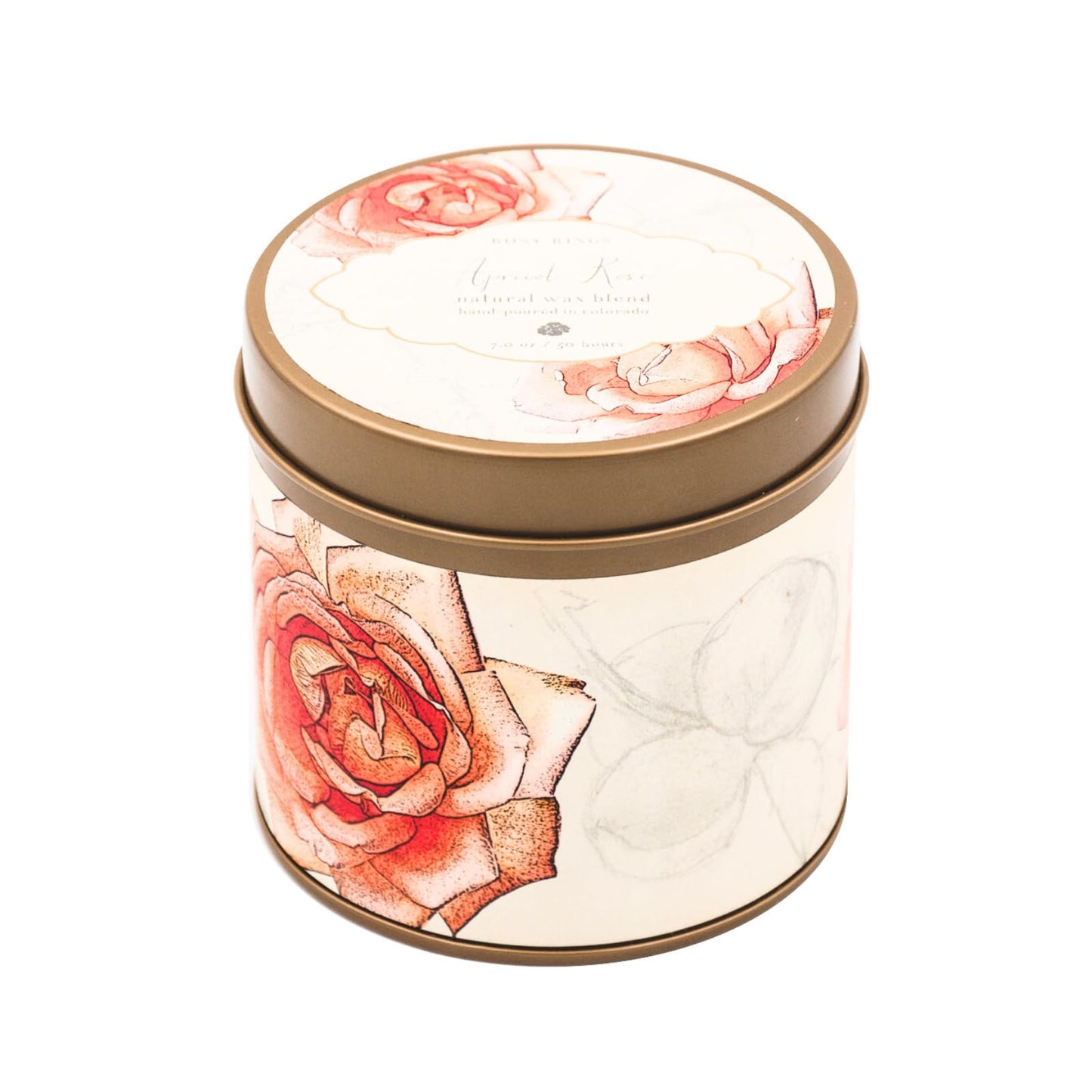 Rosy Rings Signature Tin Candle - Aromatherapy Fragrance Elegant Home Decor Gift Long Lasting 50 Hour Burn Botanical Floral Notes of Apricot, Blond Woods, Mirabelle Plum, Pomelo, Violet (Apricot Rose)