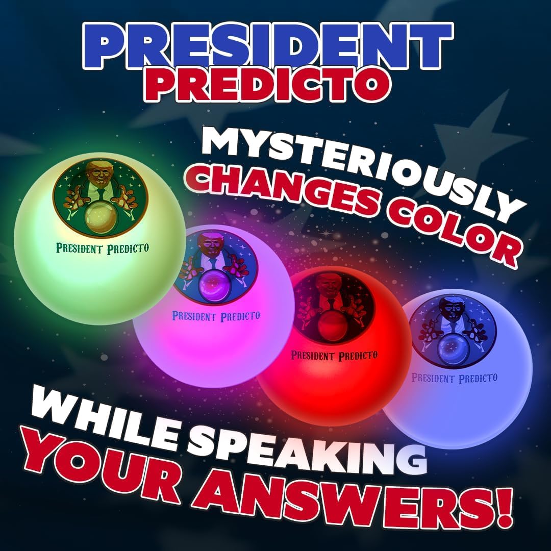 Talking President Predicto Fortune Telling Ball - Lights Up & Responds - Ask Questions & Hear Donald Answer, Unique Patriotic Desktop Collectible