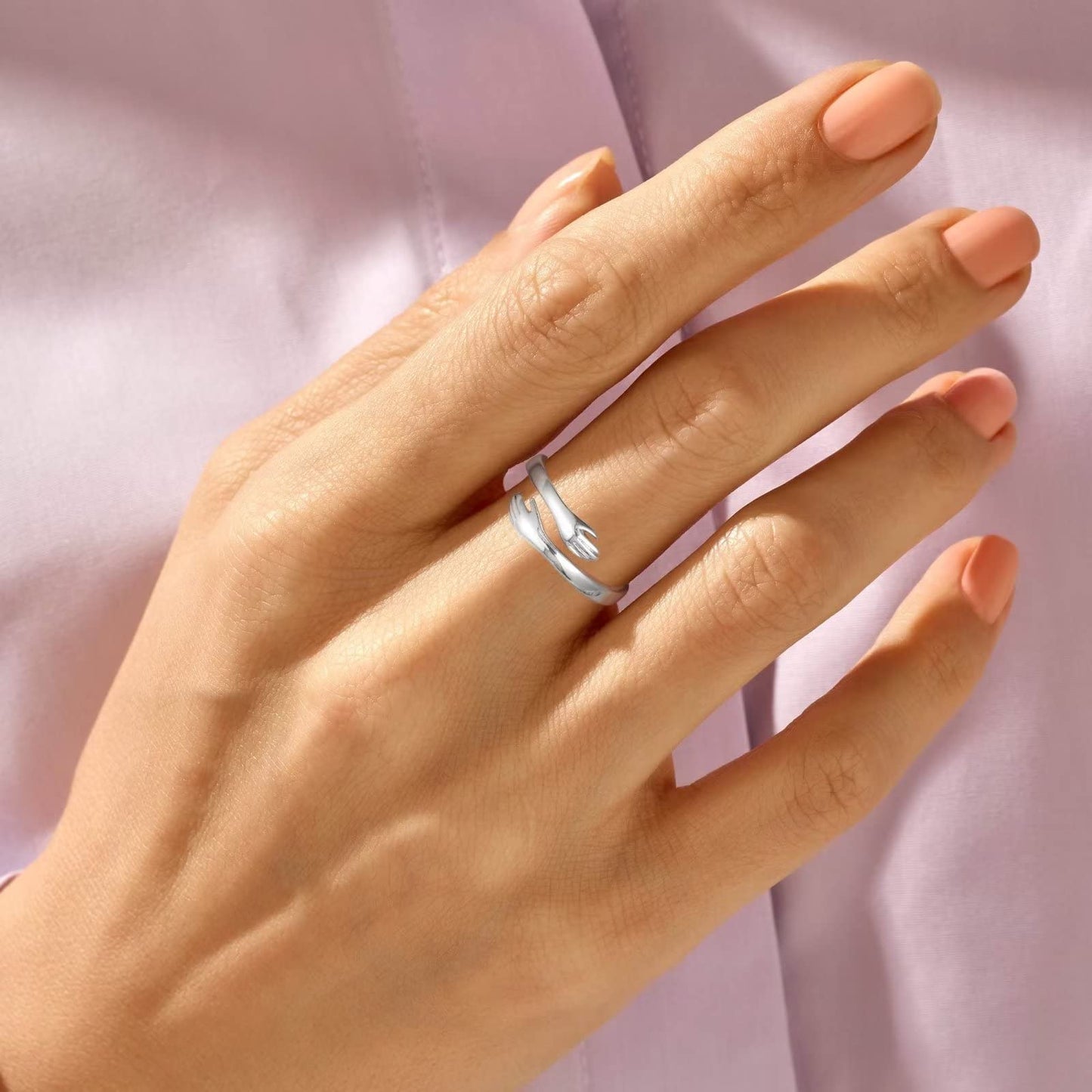 Yesteel Sterling Silver Hug Rings Jewelry for Teen Girls Kids, Inspirational Gifts for Teen Girls Kids Gifts for Teenage Girl, Valentines Birthday Day Gift for Girl Daughter