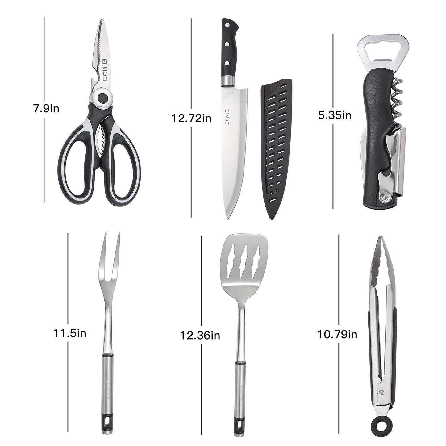 Portable Camping Cooking Utensils Set Bag Suitable for Fork, Spoon, Chopping Board, Chef's Knife,Kitchenware Storage