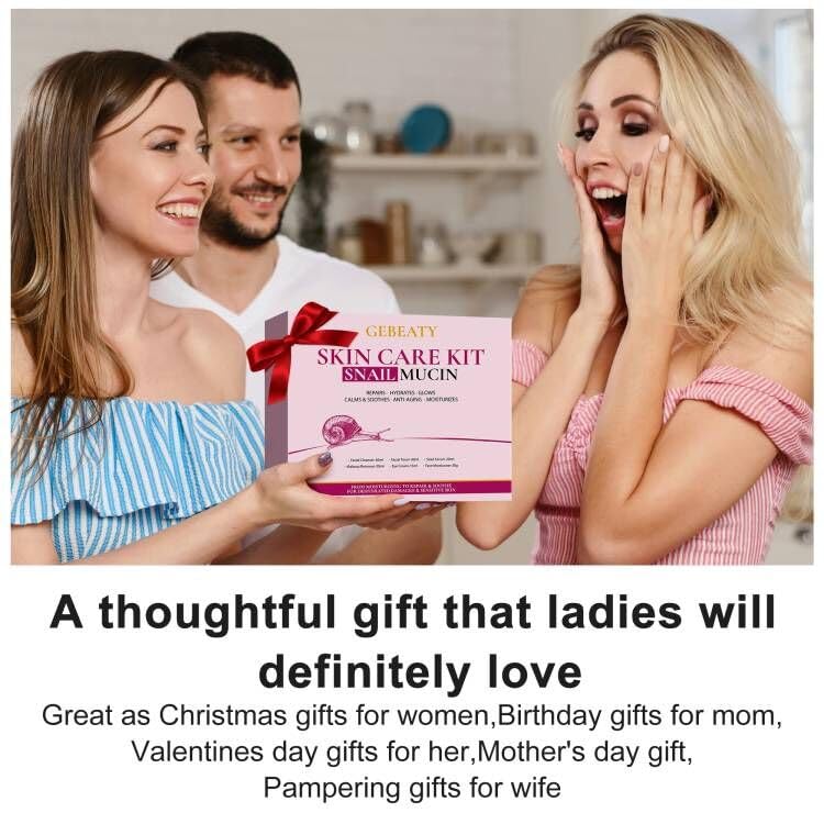 Skin Care Set for Women Teens,Snail Mucin Anti-aging Moisturize Repair Soothe Hydrate Facial Skin Care Routine Kit for Dull & All Skin,Travel Skincare Stocking Stuffers Christmas Gifts for Women