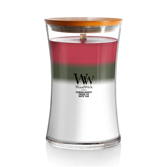 WoodWick Large Hourglass Candle Winter Garland - Premium Soy Blend Wax Pluswick Innovation Wood Wick Made in USA | Holiday Gifts for All