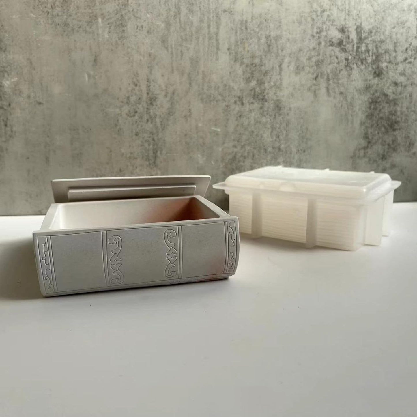 Book Shape Storage Box Concrete Flower Pot Silicone Mold with Cover Succulent Planter Pot Vase Mold Plaster Epoxy Resin Cement Clay Mould