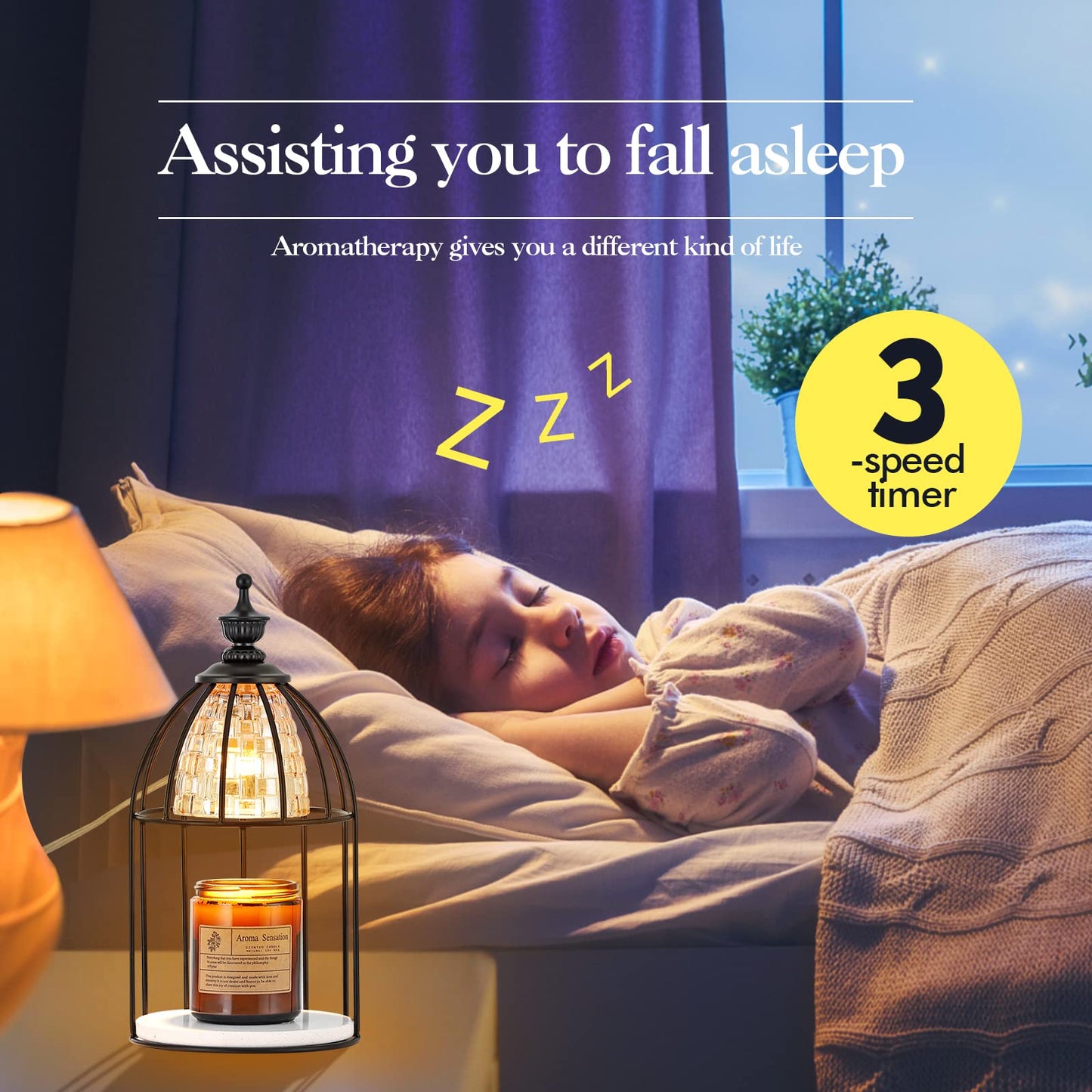 Swokazoe Candle Warmer Lamp for Top-Down Candle Melting, Vintage Aromatherapy Wax Melting lamp,Night Lamp (Black)