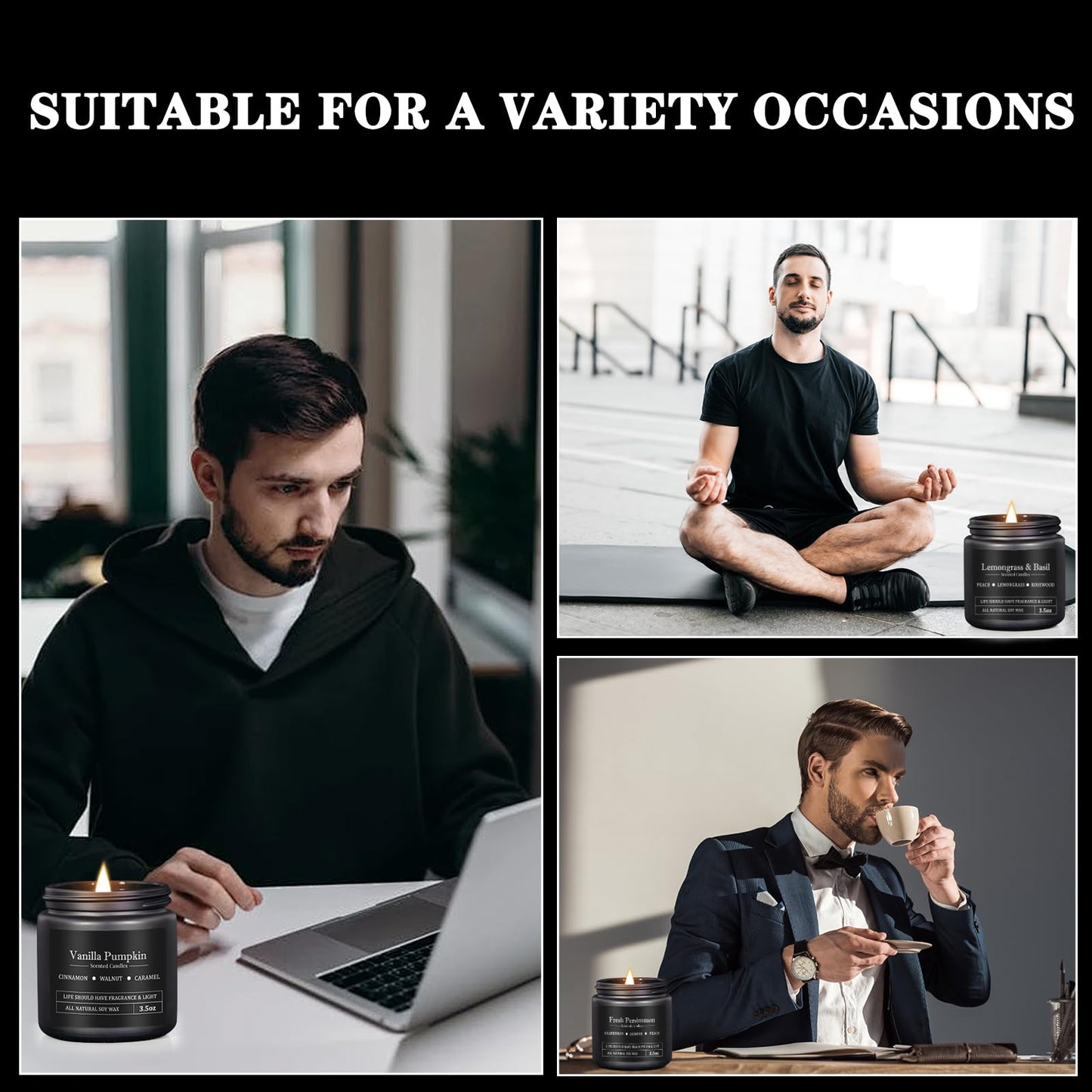 10 Pack Scented Candles for Men, Men Candle Gifts Set, Candles for Home Scented, Aromatherapy Masculine Candle Gifts Set for Man, Boyfriend, Father's Day, Birthday, 28 Oz Soy Wax, Cotton Wick