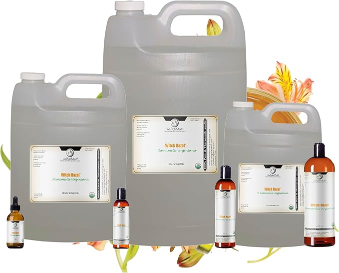 Organic Witch Hazel – 100% Pure Natural USP Astringent with 14% Alcohol | Hamamelis Virginiana Extract for Face, Skin, Hair & Wellness | Bulk & Gallon Options | 1 Fl Oz