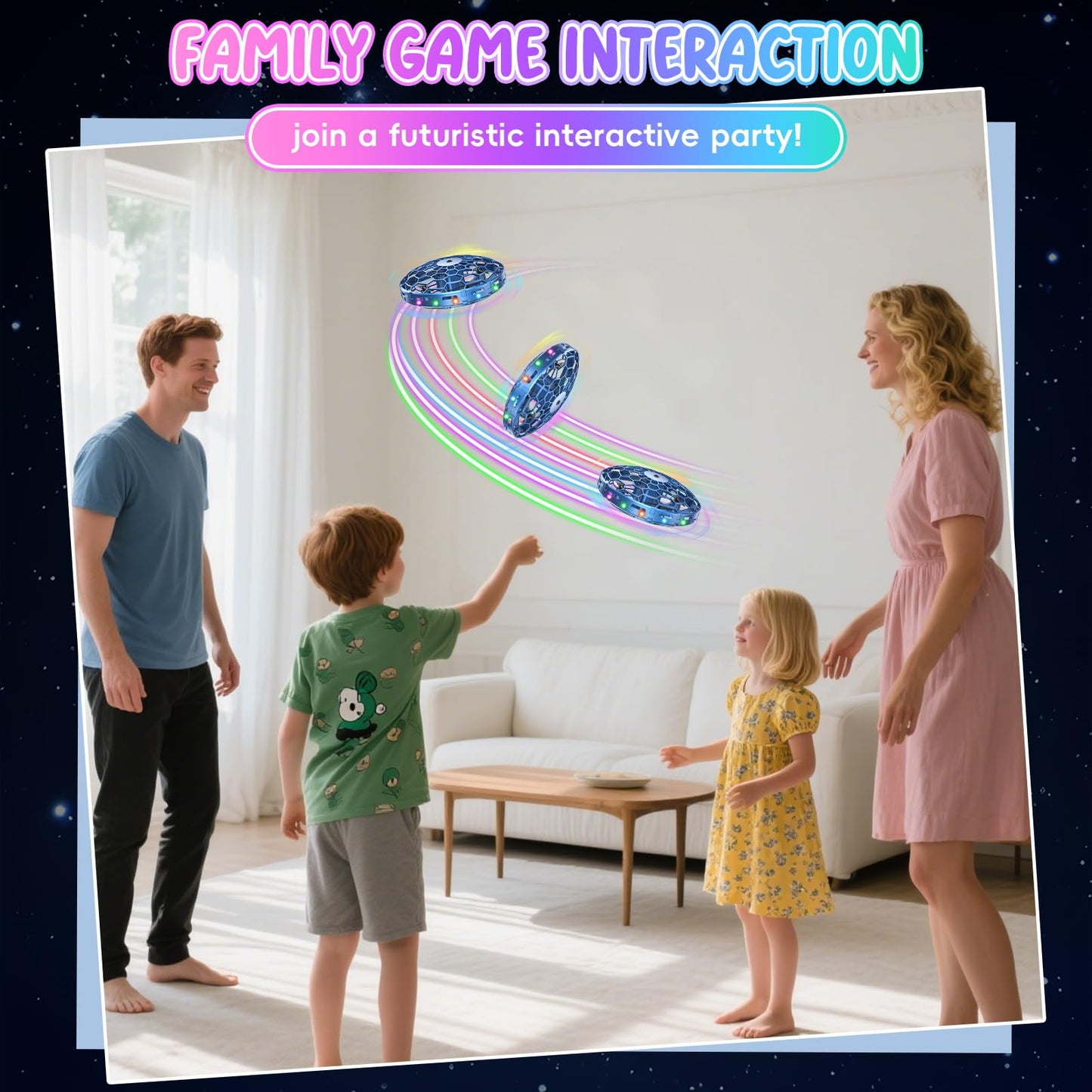 PYMSRTY Flying Toy Drone for Kids,360° Hands Free Motion Sensors Mini Drone with Cool LED Lights,Easy Indoor Small UFO Toy Flying Ball Drone for Kids -Blue