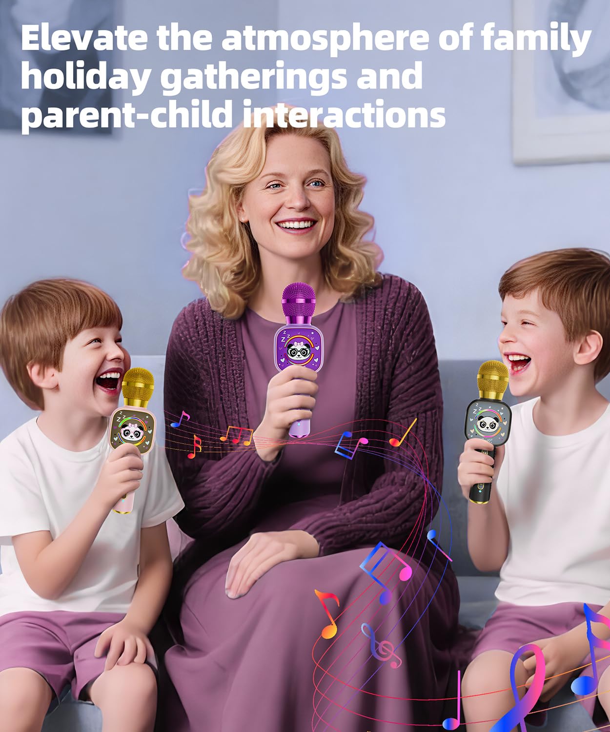 Bluetooth Karaoke Microphone Toy for Kids - Mini Portable Speaker with LED Lights, Wireless Pairing (TWS) for Duet Singing, Christmas Birthday Gift Toys for Boys & Girls Ages 2-12 (black - 1)