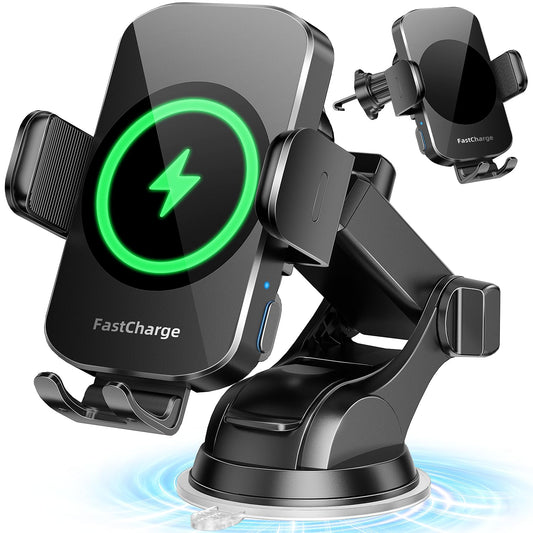 Wireless Car Charger, Fast Charging Phone Holder BothLin 3 in 1 Phone Mount Auto Clamping Car Accessories Compatible with iPhone 16 15 14 13 12 11 Xs XR, Samsung S23 Ultra S22 S21 S20/S10+ S9+ Note 9