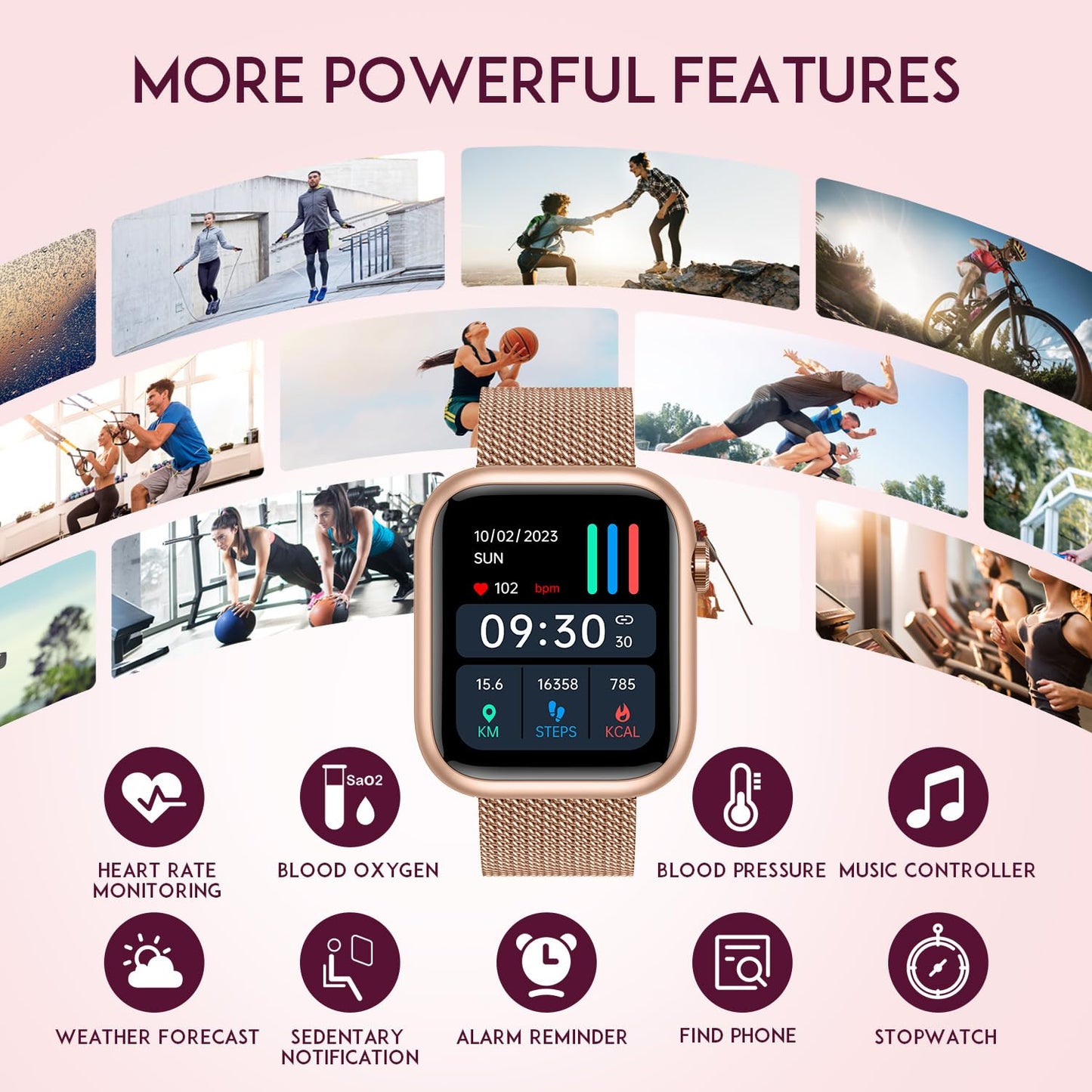Smartwatch Women Fitness Tracker Watch: Gold Smart Watches for Women Make Answer Bluetooth Call Android Phones iPhone Compatible 123+ Sport Modes IP68 Waterproof Digital Pedometer Heart Rate Monitor