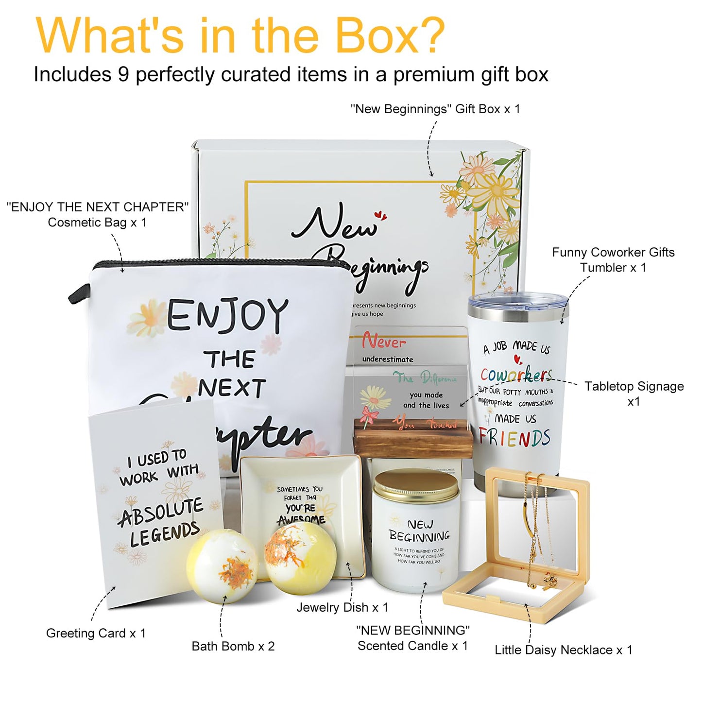 ELSEULAR Coworker Gifts for Women Luxury New Beginnings Gifts New Job Gifts Retirement Going Away Goodbye Farewell Work Gifts Christmas Gift Box for Coworker Leaving