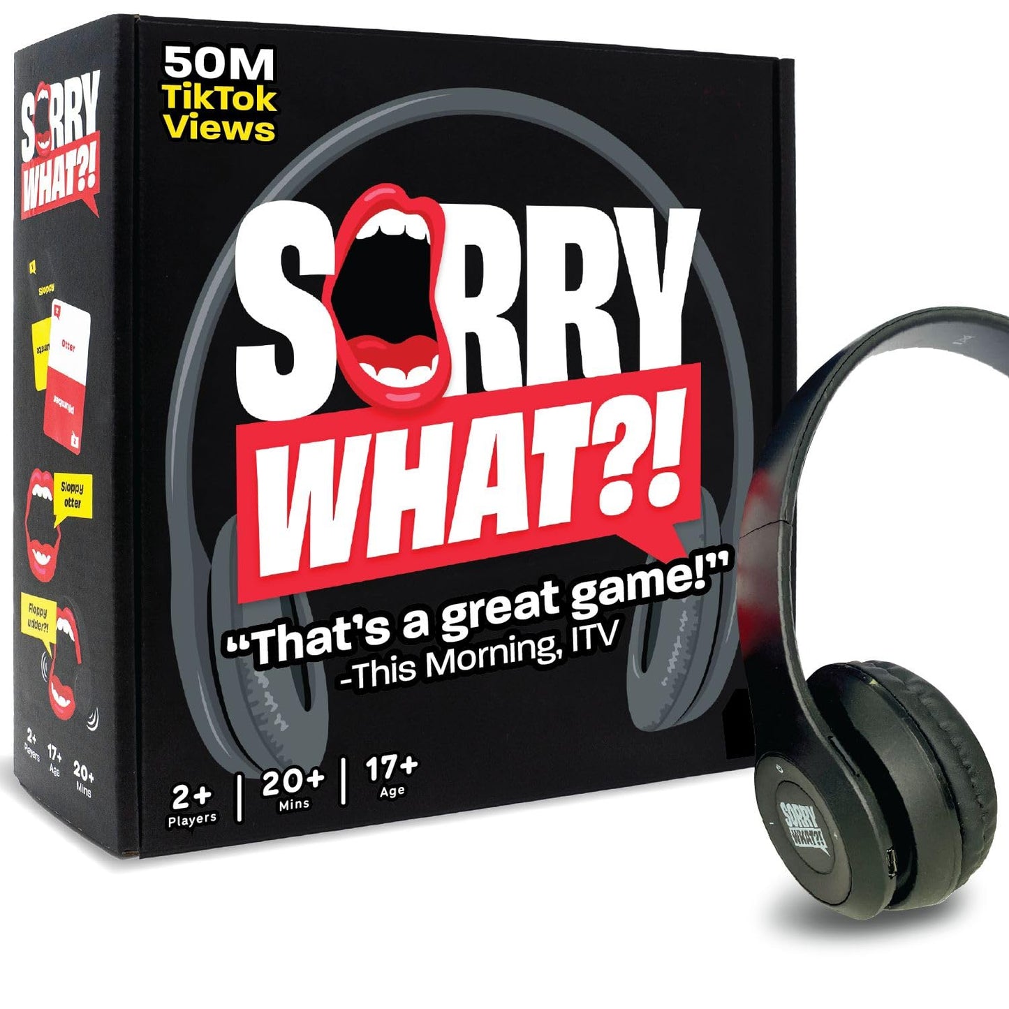 Sorry What Game - Uncensored Lip Reading Party Games for Adults - Based On The Headphone Challenge TikTok Trend - 2+ Players 40,000 Funny Phrase Combos - Card Games for Adults & Friends (Ages 17+)