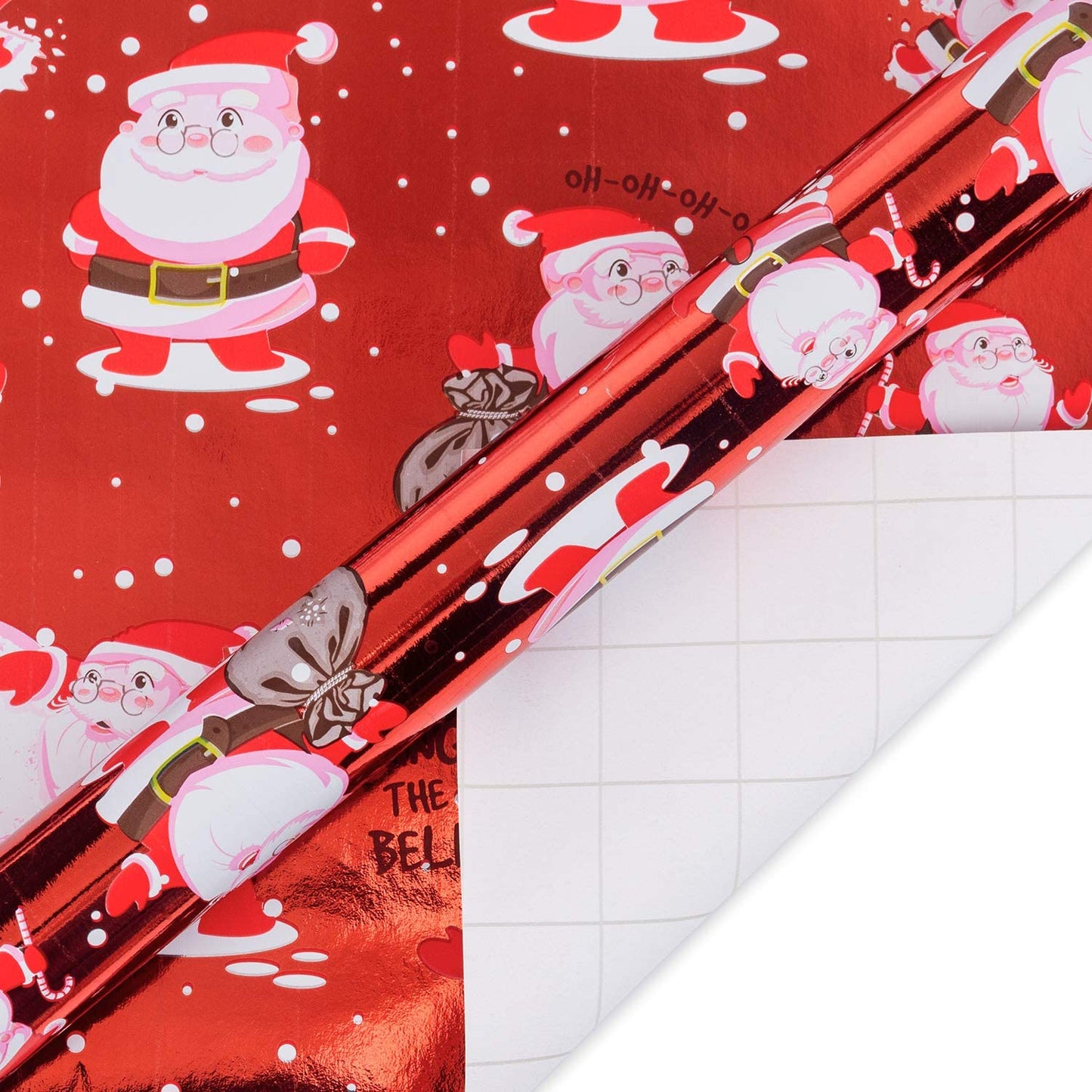 RUSPEPA Christmas Wrapping paper-Red and White Paper with a metallic foil shine-Christmas Elements Collection-4 Roll-30Inch X 10Feet Per Roll