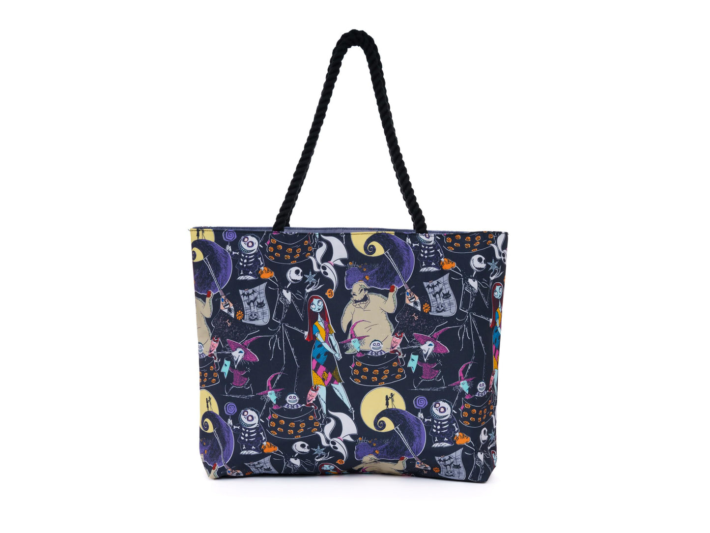 Disney Nightmare Before Christmas Tote, Jack Skellington Sally Zero Print, Large Water-Resistant Canvas Bag, Halloween Town Accessory, Work, Travel Carry-All for Women