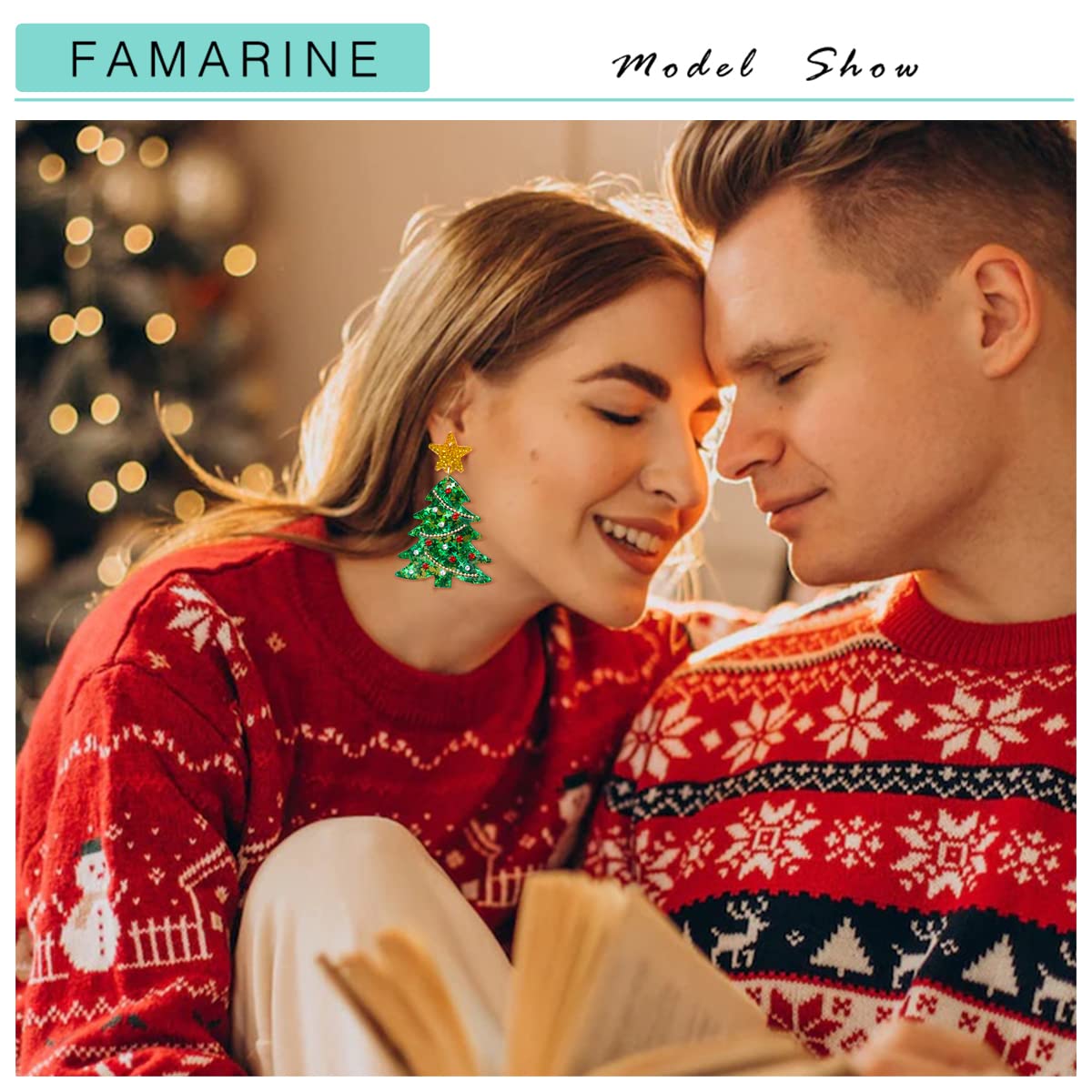 Christmas Tree Earrings for Women Acrylic Drop Earrings Green Tree Earrings