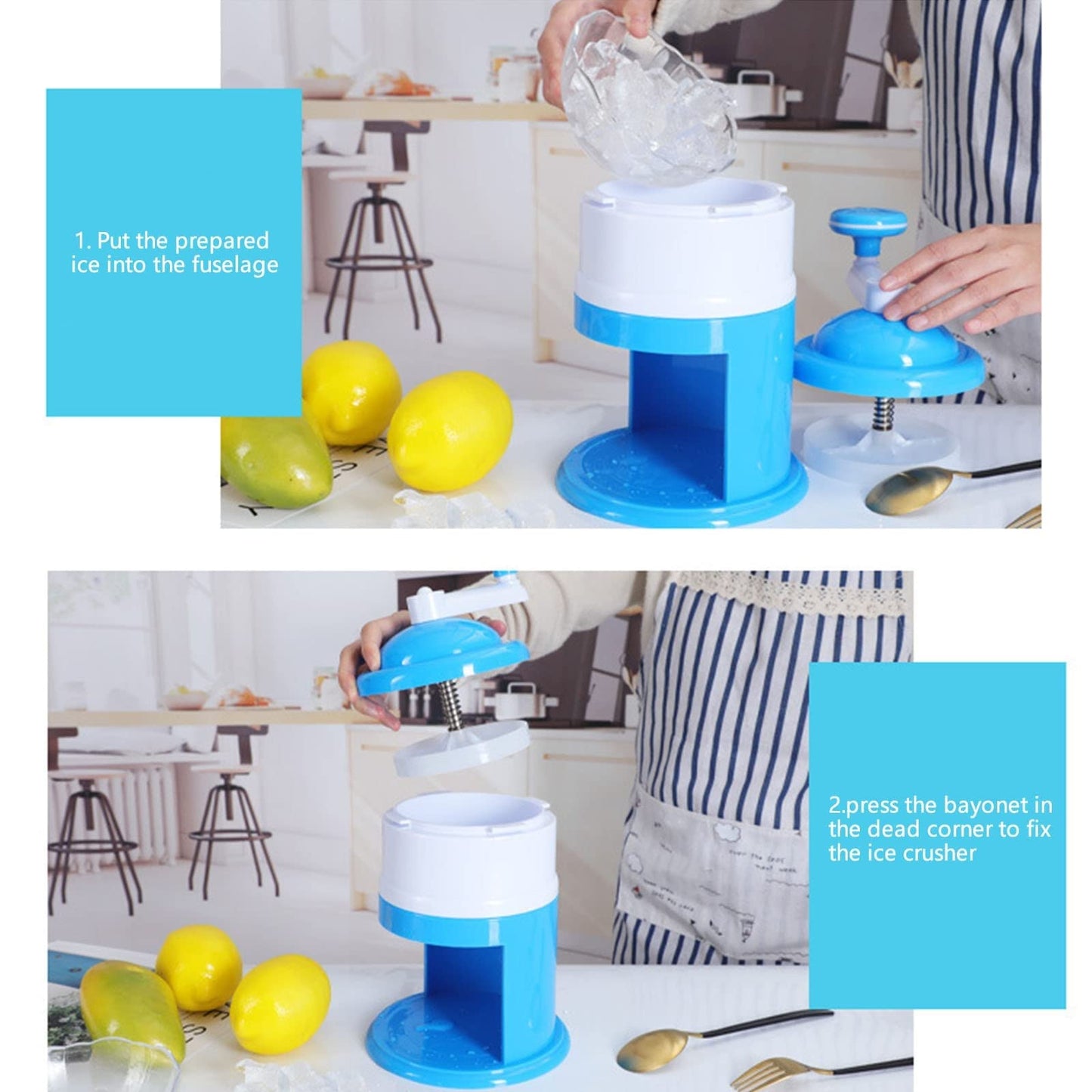 wOUSUNLy Hand Crank Ice Crusher, Shaver & Snow Cone Maker, Mini Home Ice Crusher Small Sludge Maker, Portable Home Smoothie Maker for Home, Party, Bar, Restaurant