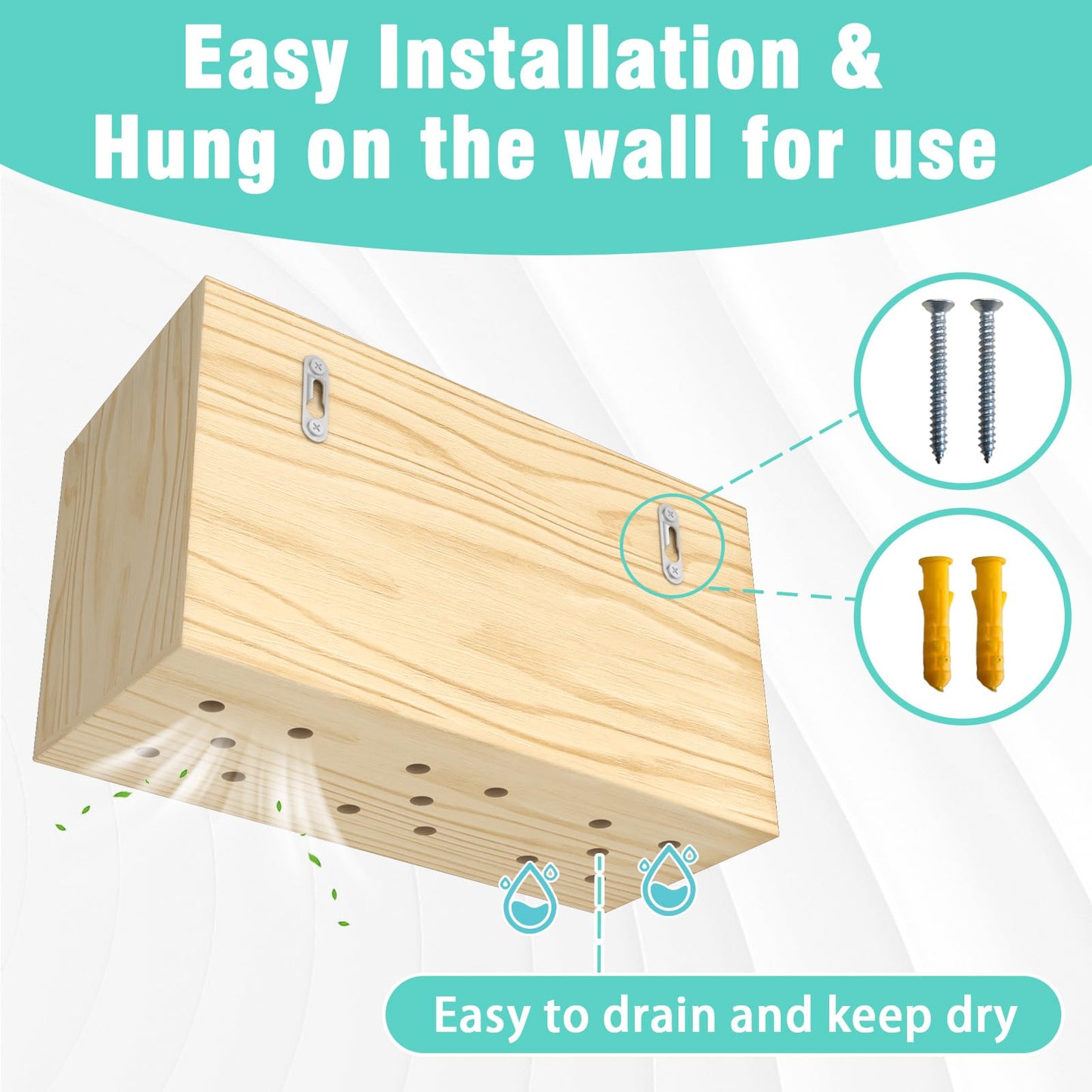 REFGY Wooden Kitchen Utensil Holder, Flatware Utensil Caddy with 3 Compartments, Utensil Caddy for Parties, Storage Organizer Box for Kitchen Counter & Silverware, Natural