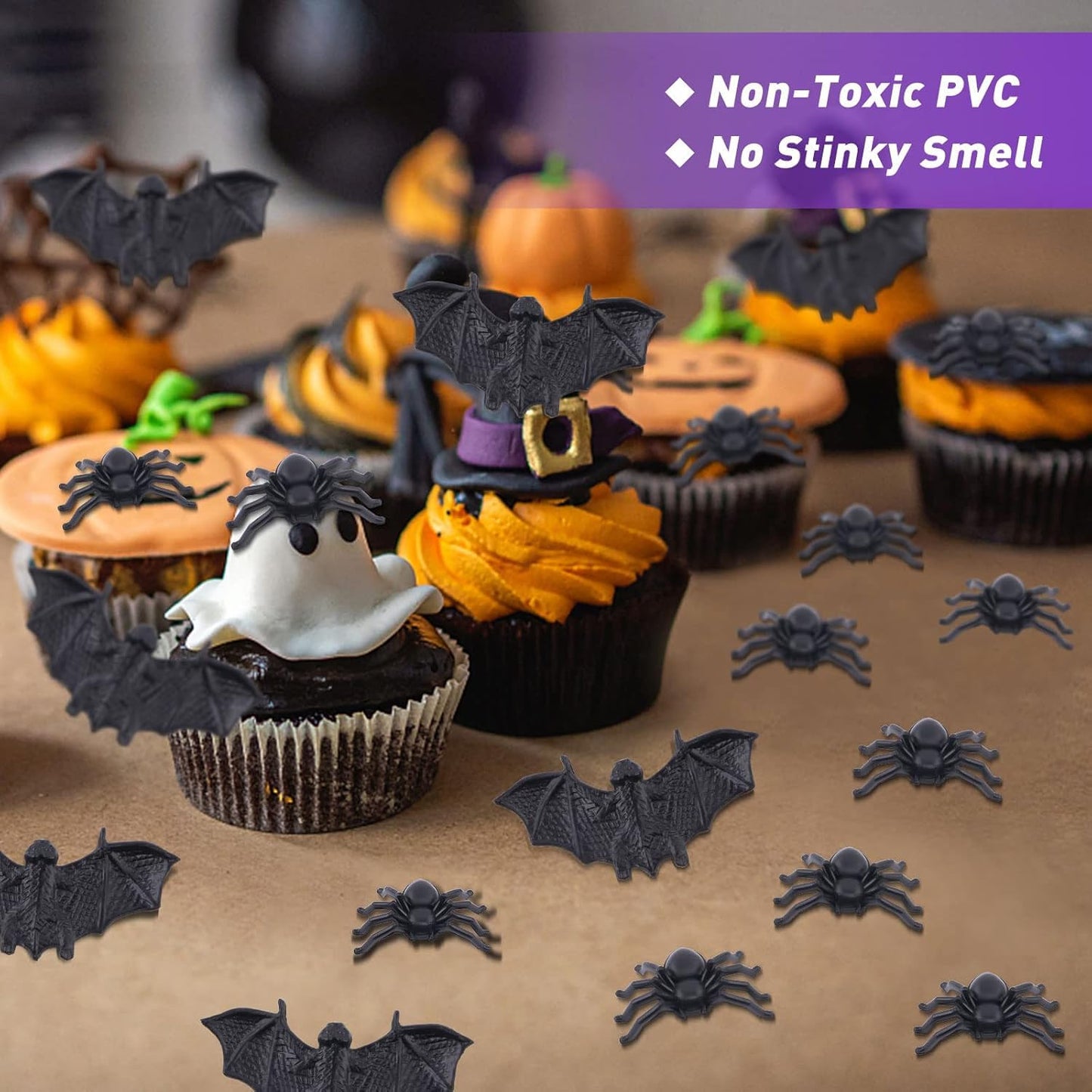 WHXGQ 500 Pcs Plastic Bats Spiders Halloween Mini Bats and Fake Spiders for Decorations Creepy Scary Prank Toys Plastic Insec Toys Halloween Miniatures