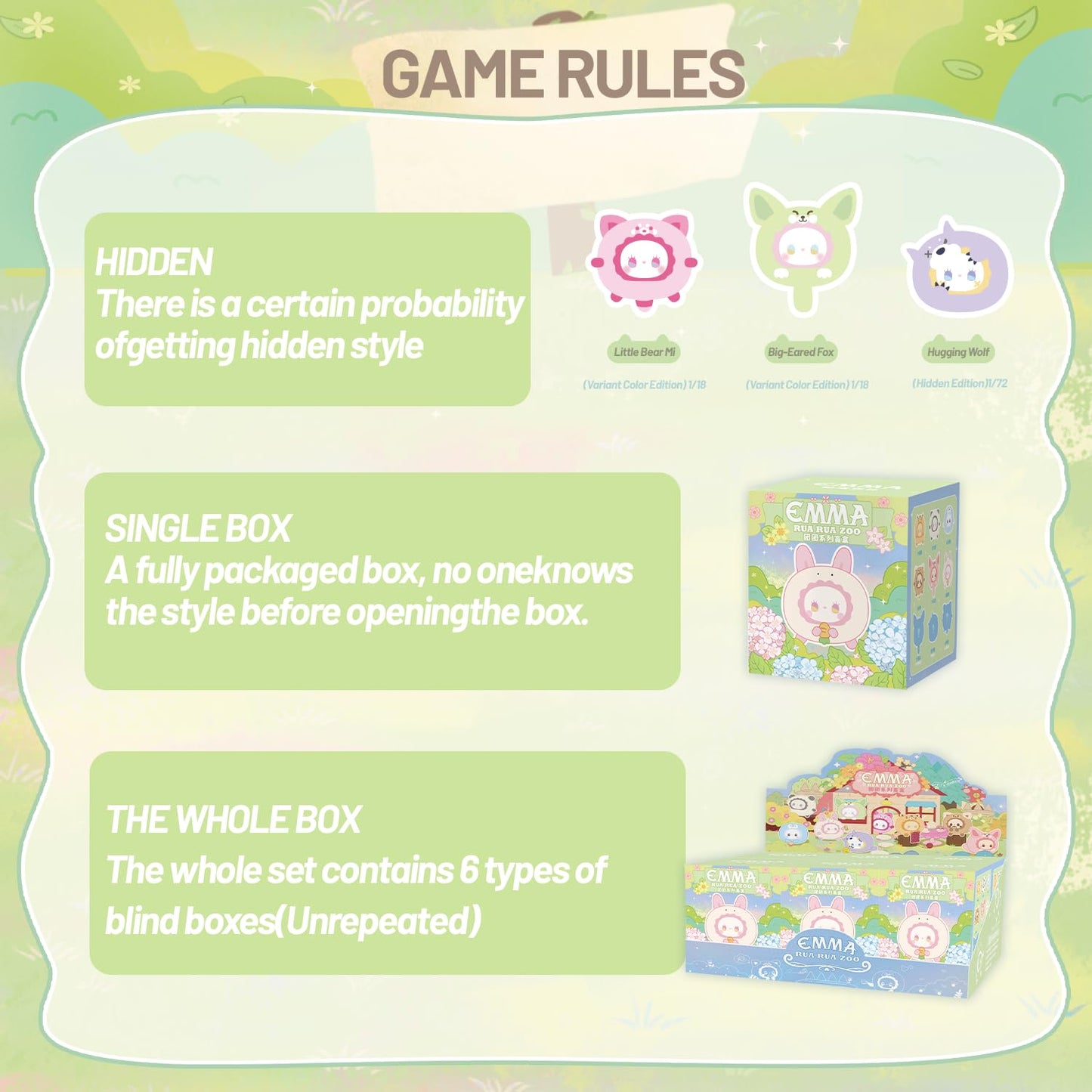 LUCKY EMMA RUA RUA Zoo Tuan Tuan Series Blind Box 6PCS Blind Bag Collection Toys Desktop Cute Blind Box Figures for Birthday Gifts