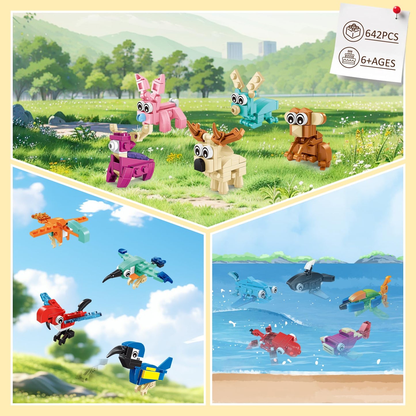 BOPEGOLO 24 Pack Mini Animals Building Block Toy Stocking Stuffers Classroom Prizes Goodie Bags Fillers Building Set, Birthday Gifts Party Favors for Boys Girls Ages 6 8 10 12