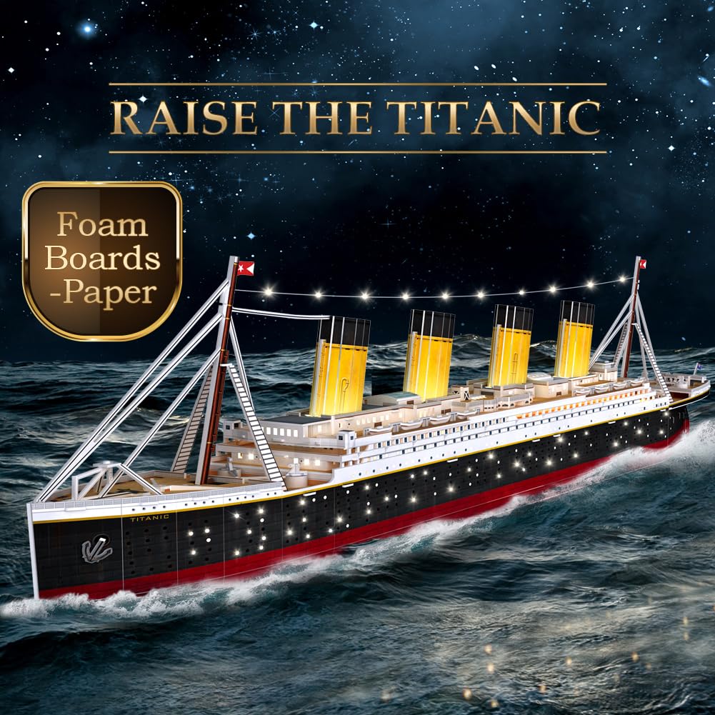 CubicFun Titanic 3D LED Puzzles for Adults 88 CM 266 Pieces,Titanic Toys for Teens, Home Decor Birthday Gifts Adults Teacher Gift Dad's Gift