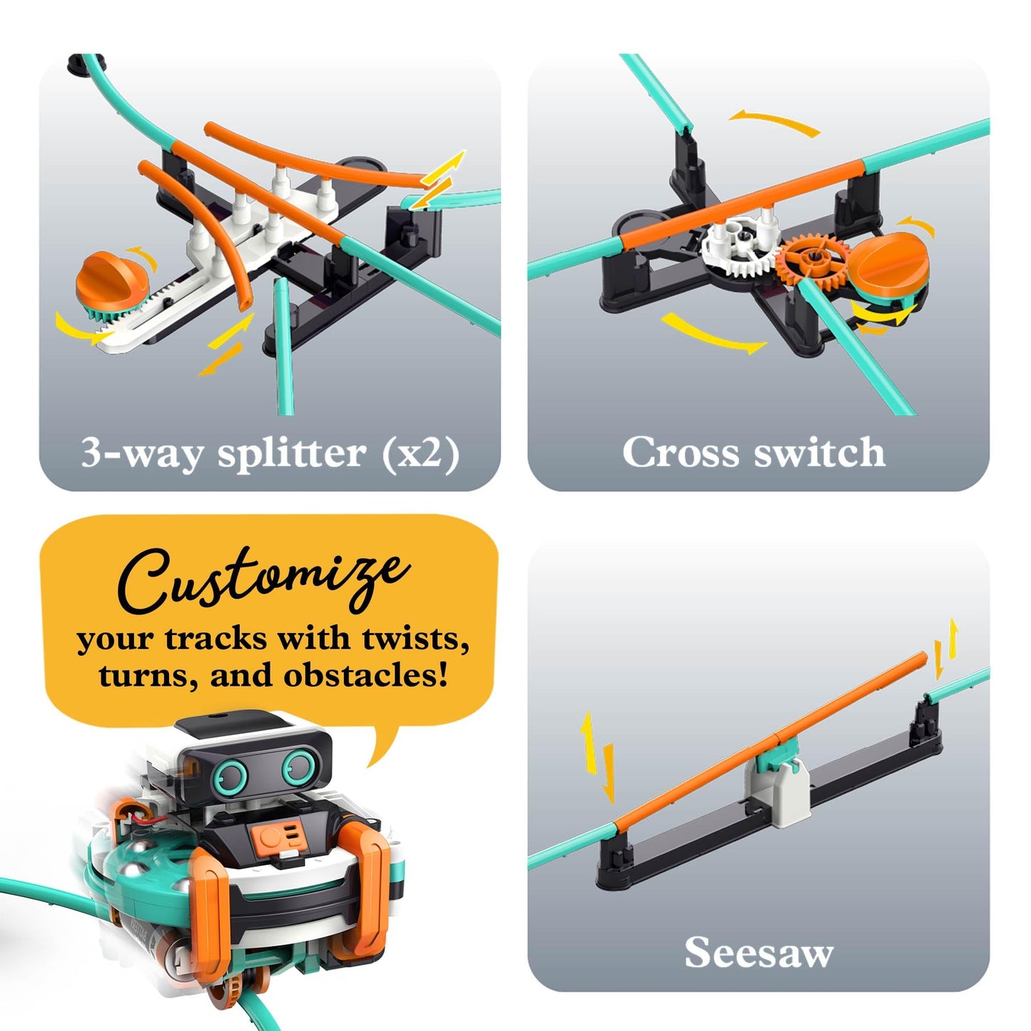 Thames & Kosmos RoboRails STEM Kit, Toy of The Year Winner, Build a Robot Monorail System w/Splitters, Cross Switch, Seesaw Mechanism, Modern-Day Model Train Set, Explore Physics, Gyroscopic Forces