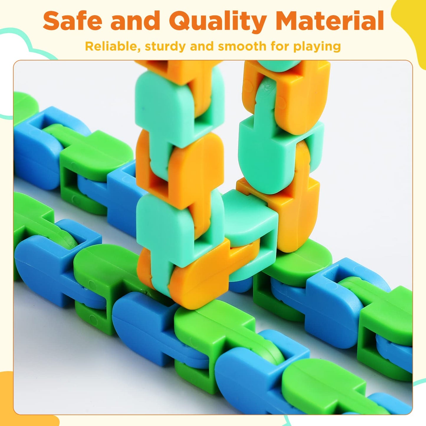 Sotiff 60 Pieces Wacky Track Fidget Toy Fidget Wacky Tracks Snap Colorful Snake Toys Gifts for Kids Adult Autism Stress Relief Therapy Toys Keeps Mind Focused(Classic Color,24 Links)