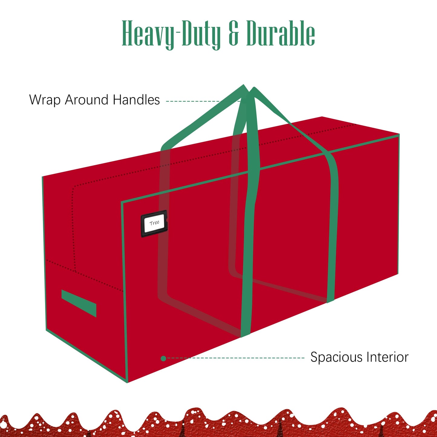 Cosy Family 7.5 ft Christmas Tree Storage Bag - Durable Heavy Duty Extra Large Artificial Xmas Holiday Tree Bag with Reinforced Handles and Dual Zippers Wide Opening - Red