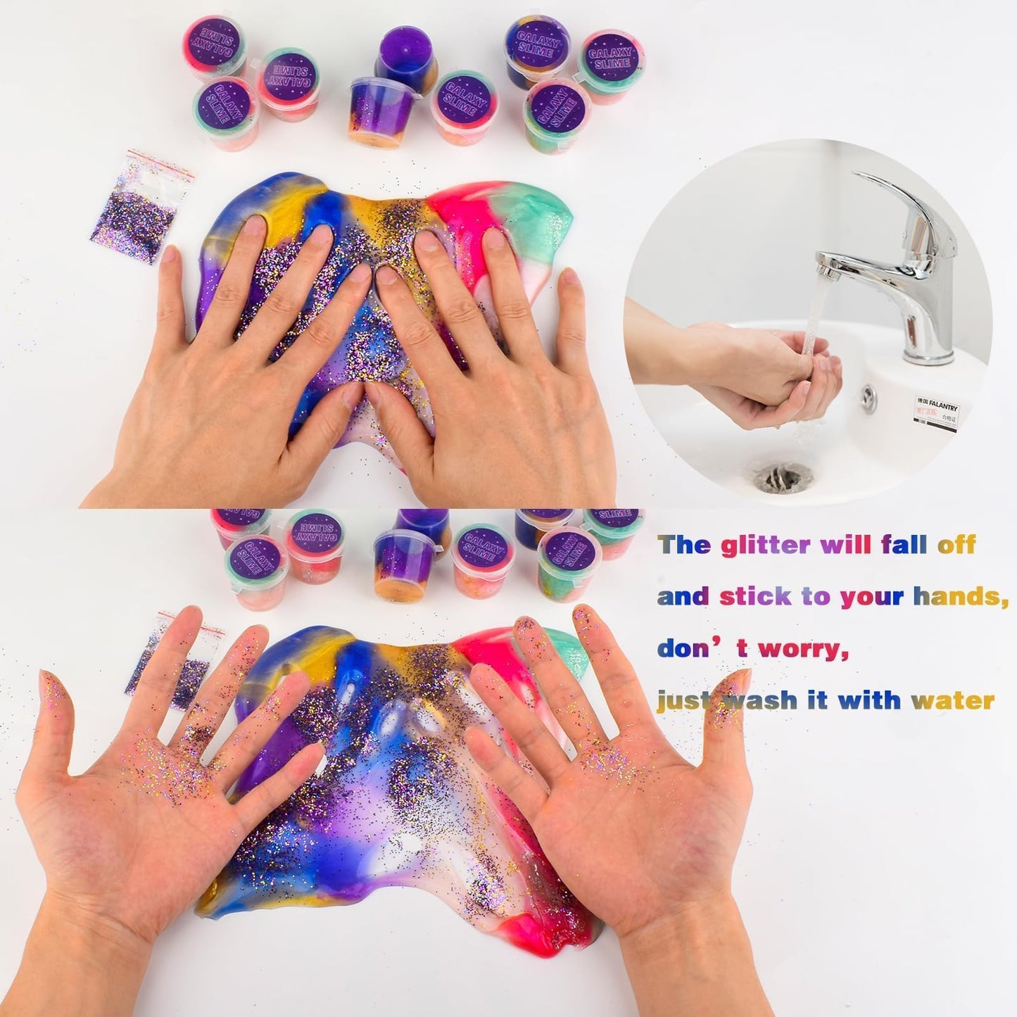 Slime Party Favors for Kids,46 Pack Galaxy Slime Kit, Non Sticky,Wet,Soft Sludge Toy Mini Slime Bulk for Boys Girl, Stress Relief,Goodie Bags,Easter Stocking Stuffers