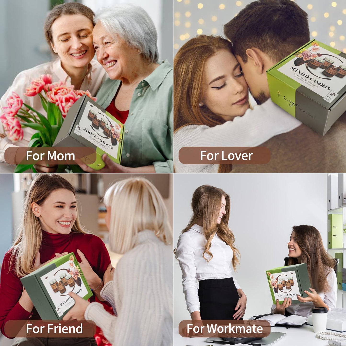 Candles for Home Scented Candles Set, 4 Pack Candles Gifts Set for Women/Men, Soy Candle, Lavender Candle, 220H Long Lasting Soy Wax Candle Set for Mother's Day, Birthday, Anniversary, Men