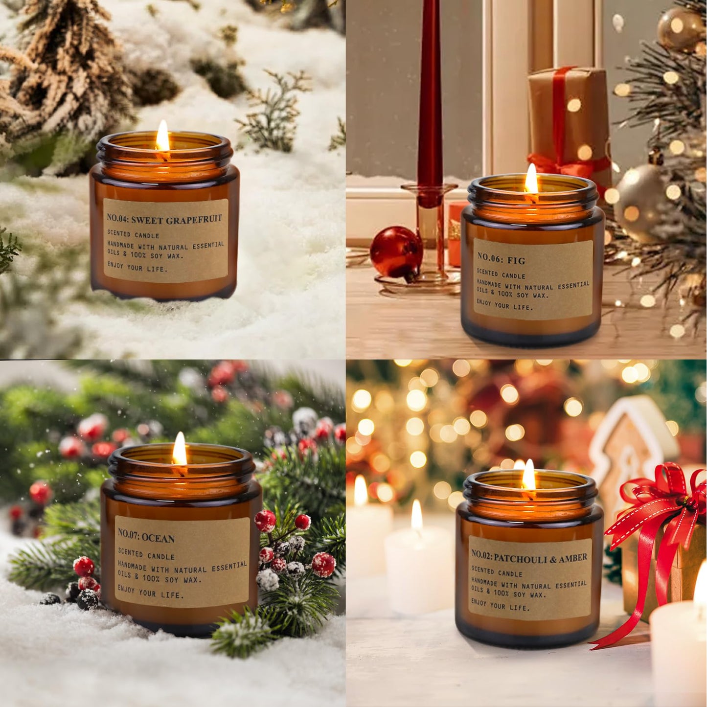 Candles for Home Scented,8 Pack Aromatherapy Jar Candle Gifts for Women, Natural Soy Wax Amber Candle Set, Scented Candles Set for Birthday Valentine Mother's Christmas Day Present