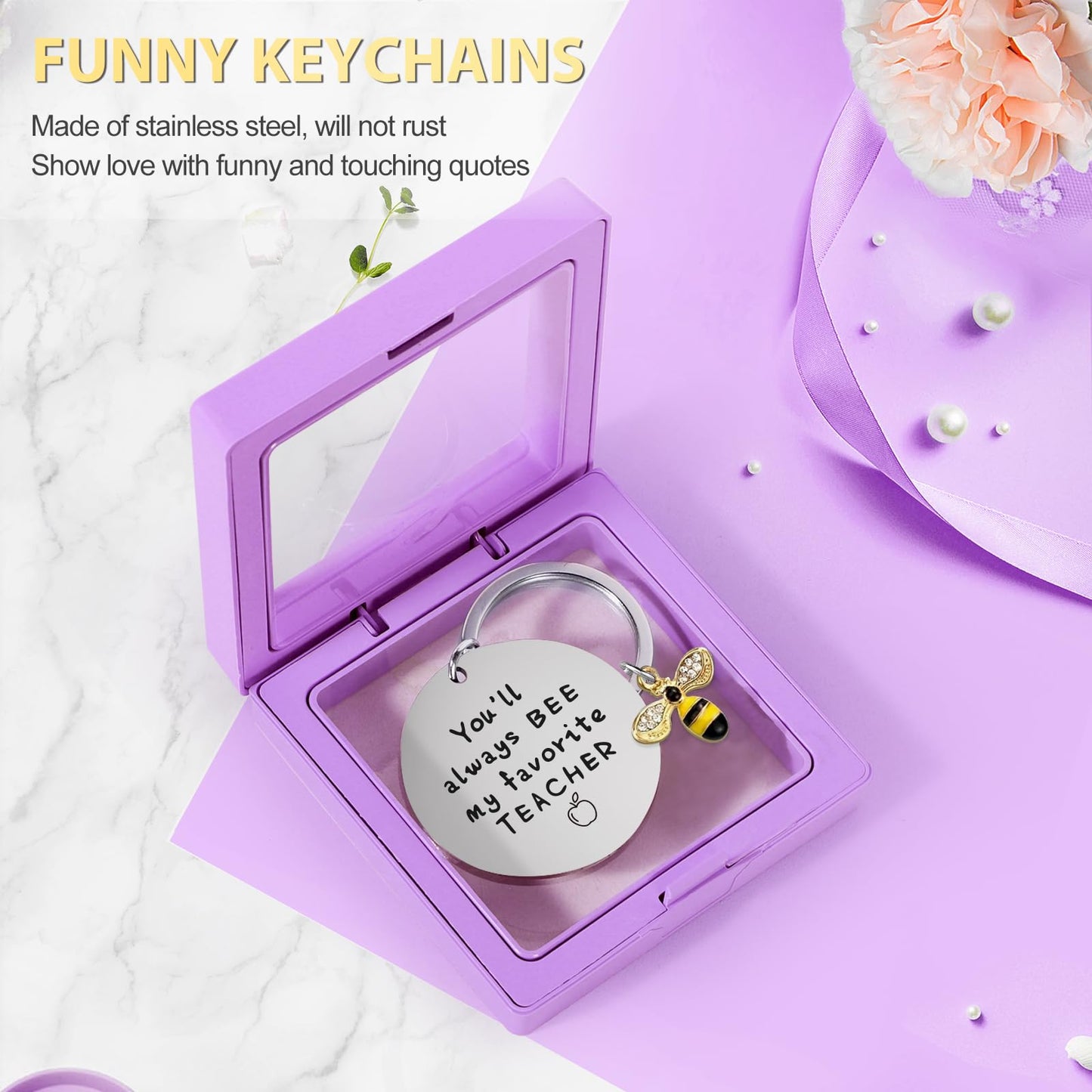 Teacher Appreciation Gifts, Best Teacher Tote Bags for Women, Unique Gifts Ideas from Students - Funny Thank You Basket Box Back to School Gifts, Teacher Christmas Gifts Birthday Gifts Purple