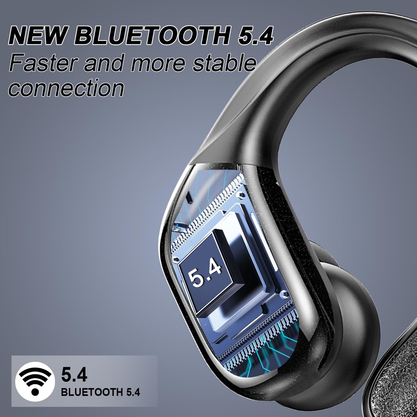 Wireless Earbuds Sport Bluetooth Headphones 5.4, 2025 Bluetooth Earbuds 75Hrs Stereo, 4 HD Mic, Over-Ear Buds with Earhooks ENC Noise Canceling Earphones, IP7 Waterproof Headset for Workout/Running