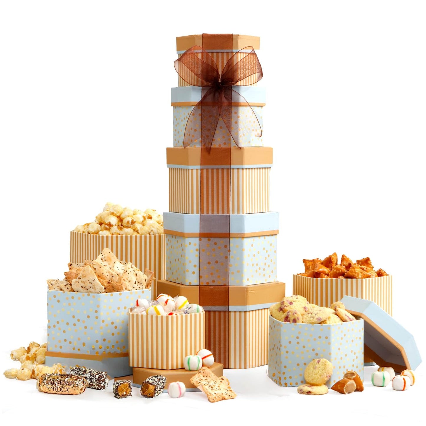 Broadway Basketeers Celebration Gift Tower with Sweets & Nuts