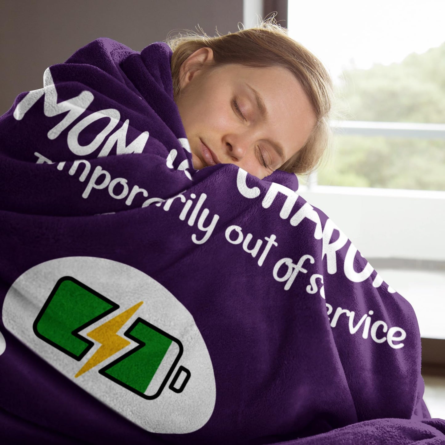 Craftique Gifts for Mom Birthday Christmas- Funny Soft Mom is Charging Blanket- New Moms Gifts for Women, Practical Blanket Throw for Napping Travel, 80”×60”