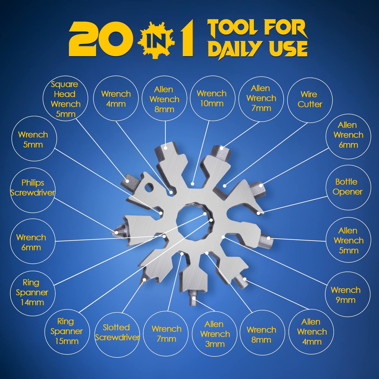 Stocking Stuffers for Men Snowflake Multitools - 20 in 1 Multi Tool Christmas Gifts for Men Women Adults Teens, Unique Ideas Gadgets Gifts for Dad, Pocket Size Mini Portable Screwdriver Bottle Opener