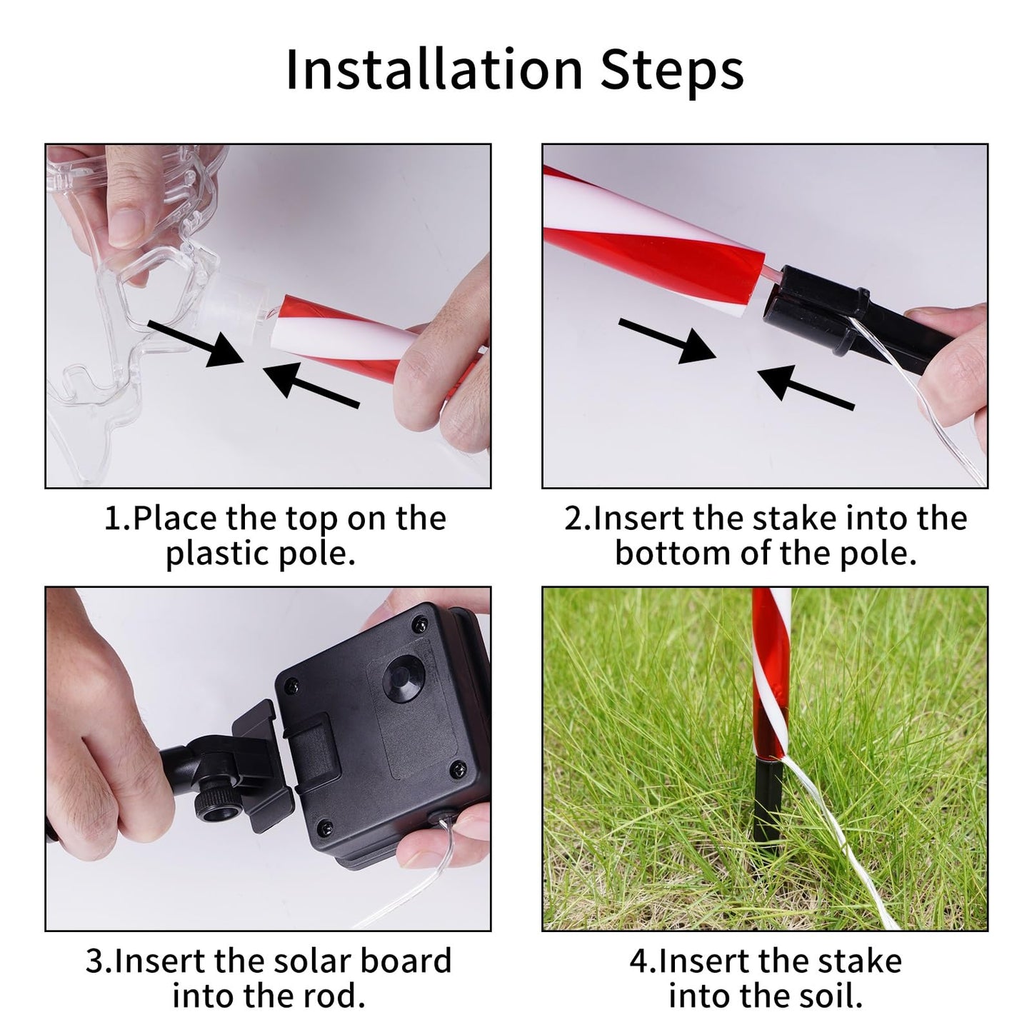 Christmas Solar Pathway Lights Outdoor Decorations, 8 Modes Xmas Tree Candy Lights Waterproof Led Garden Stake Light for Walkway Yard Lawn Porch Holiday Decor 5-Pack (Red Tube Tree, 5 Pack)