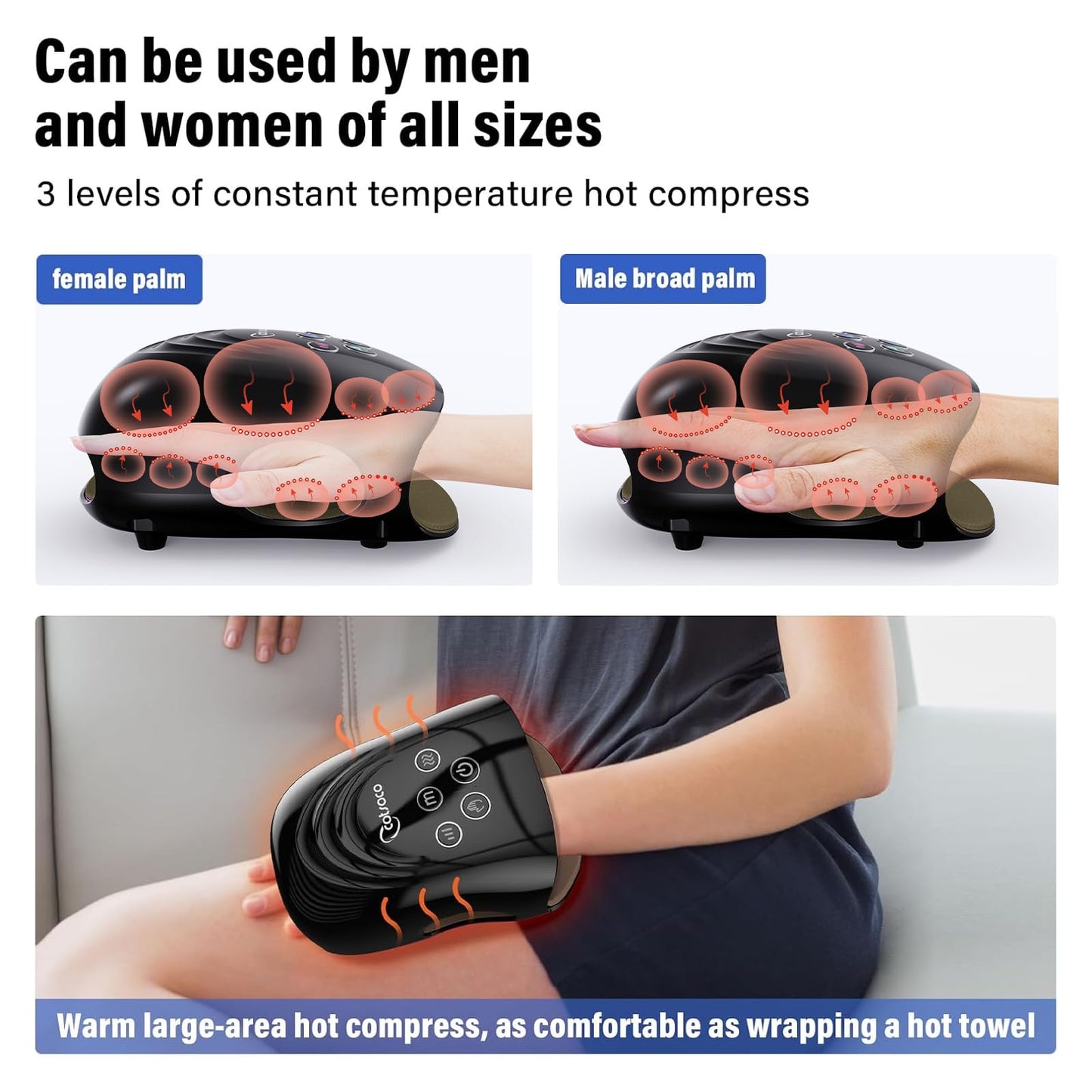 cotsoco Hand Massager with Heat and Compression for Arthritis and Carpal Tunnel, Birthday Gifts for Women Mom Men,Black