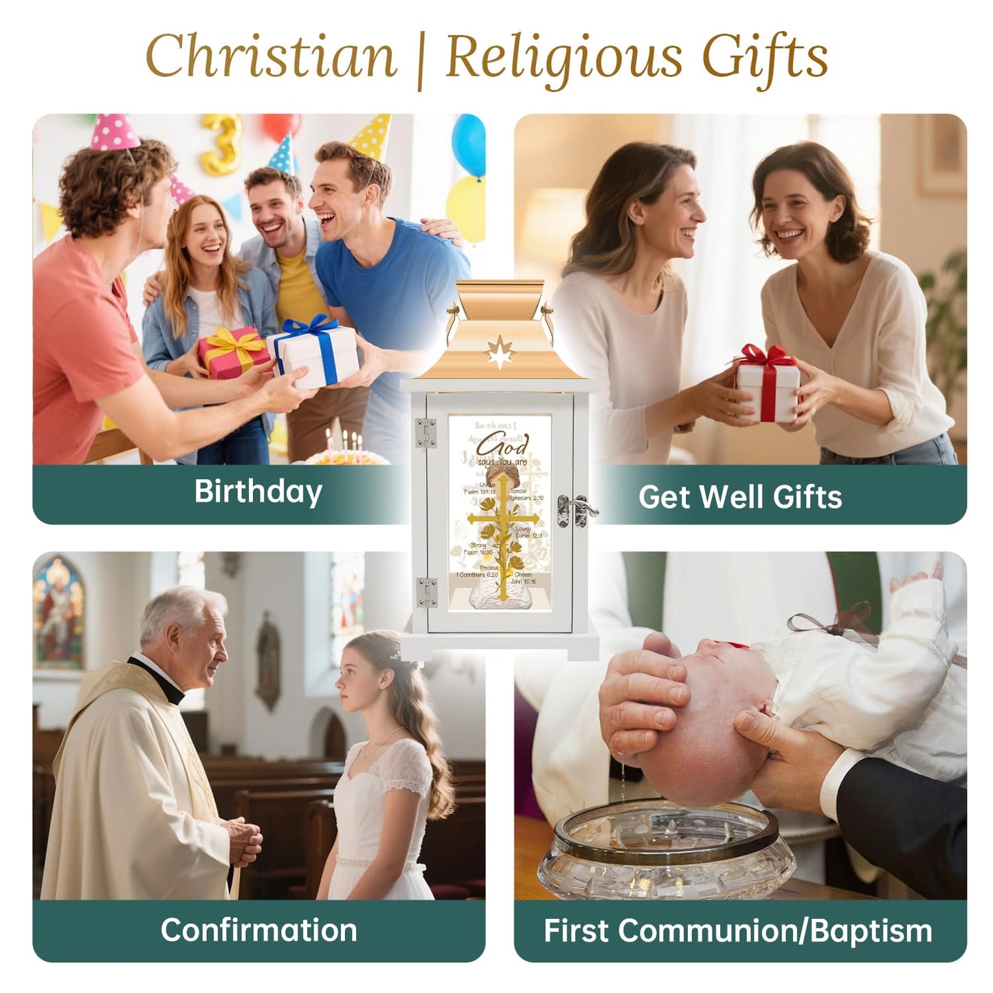 Christian Gifts for Women Birthday, Inspirational Gifts for Friends, Religious Spiritual Gifts for Her Mom Girl Female Coworker Sister Christian Home Decorative Signs, Praying Angel Figurine Lantern