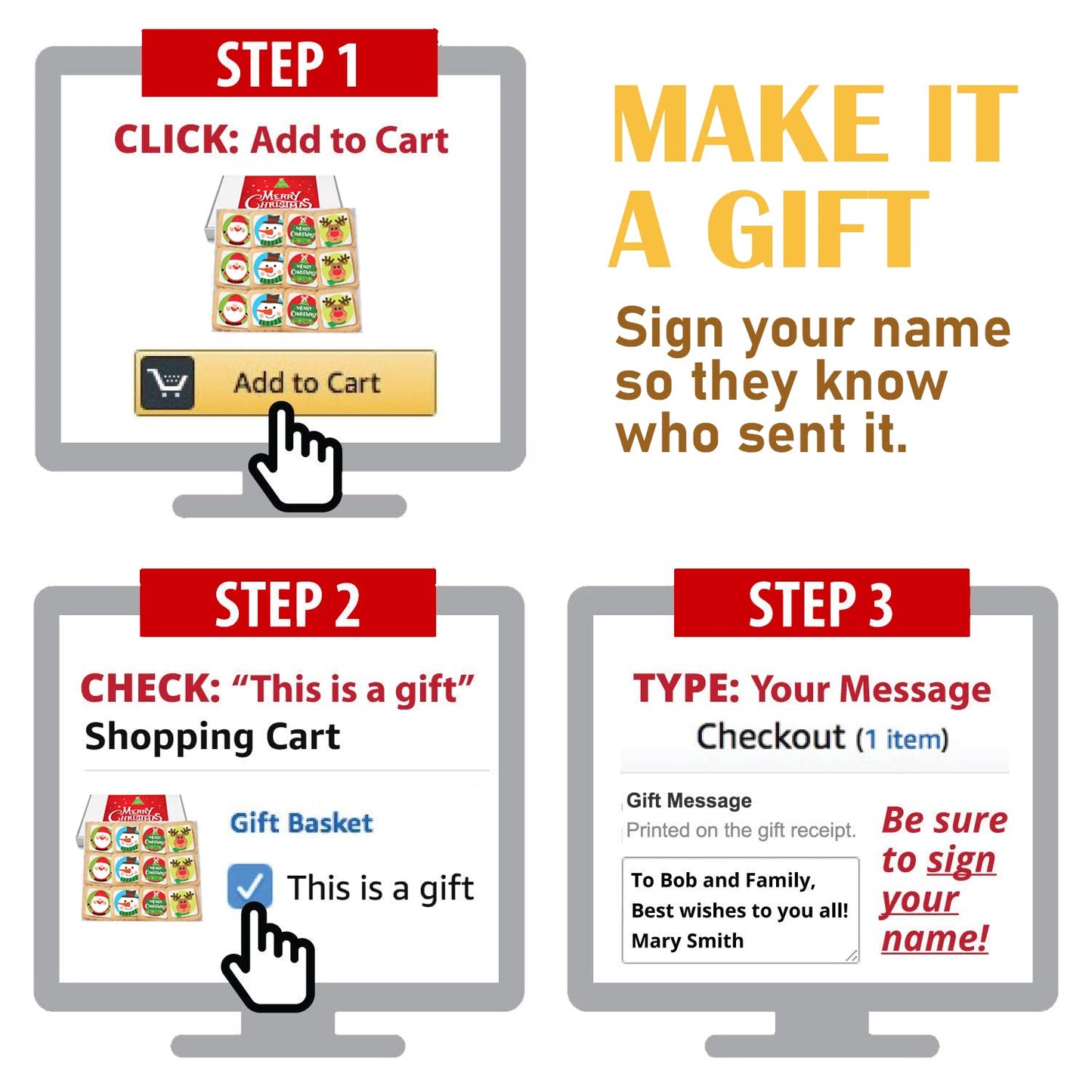 Christmas Cookies Gift Basket for Kids Men Women | Holiday Gourmet Corporate Food Gift INDIVIDUALLY WRAPPED | 12 Decorated Sugar Cookies