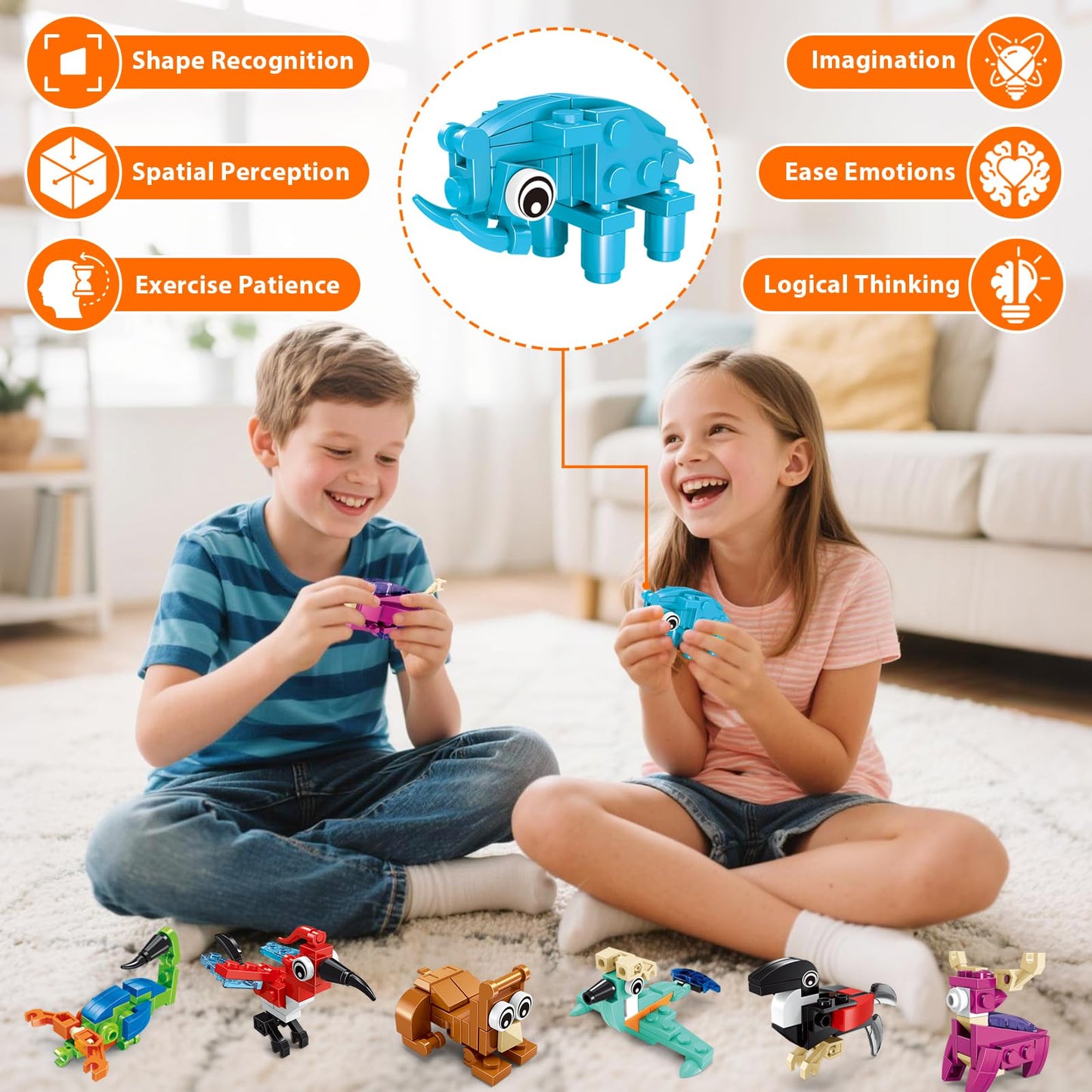 BOPEGOLO 24 Pack Mini Animals Building Block Toy Stocking Stuffers Classroom Prizes Goodie Bags Fillers Building Set, Birthday Gifts Party Favors for Boys Girls Ages 6 8 10 12