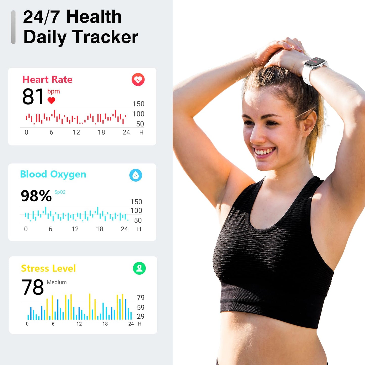 Smart Watches for Women Men, 2025 Smartwatch 1.8'' Alexa Fitness Tracker Smart Watch Compatible for Android iPhone with Bluetooth Call (Answer/Make), IP68 Waterproof Heart Rate/Sleep/SpO2 Monitor 110+