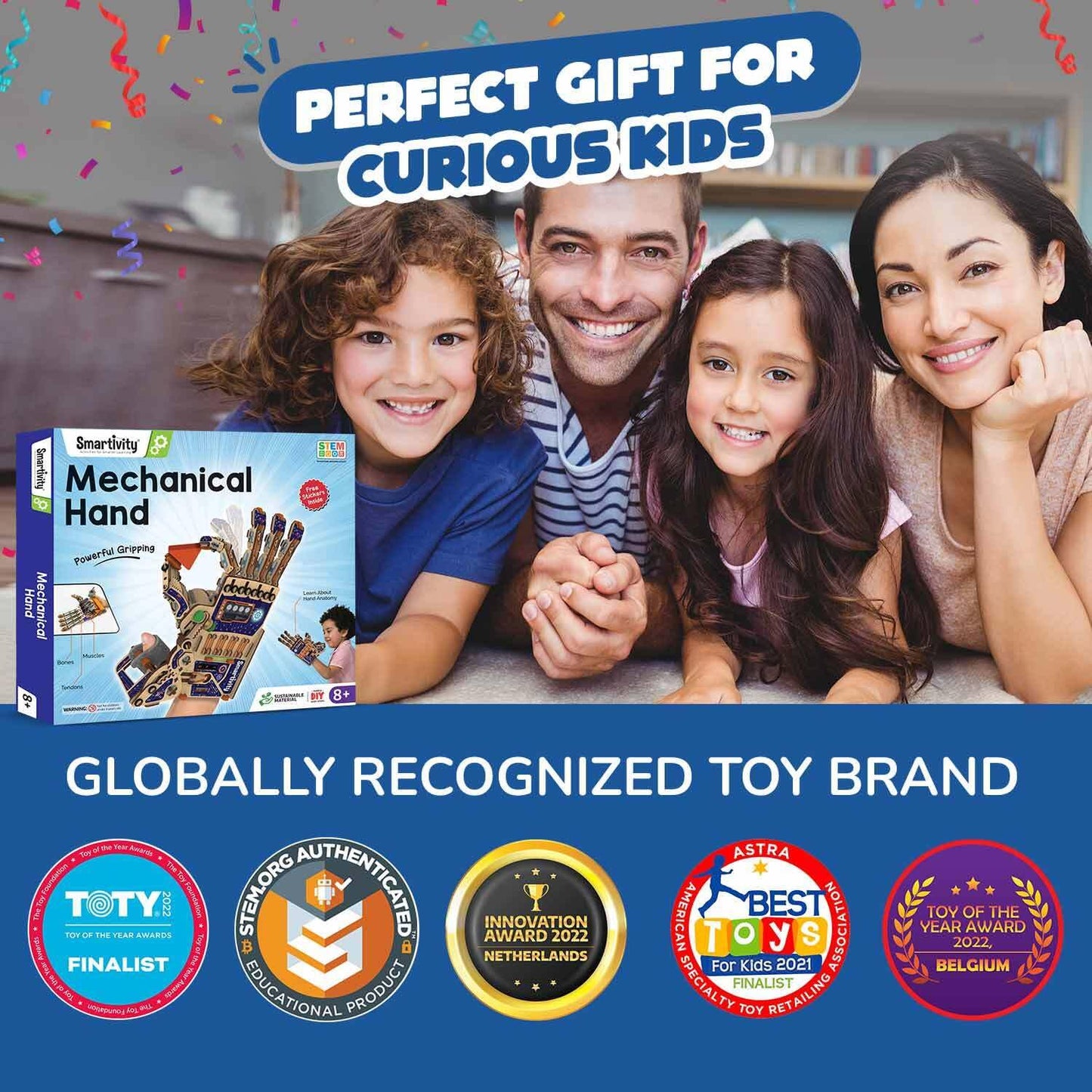 Smartivity DIY Robotic Mechanical Hand STEM Toy for Kids 8-9-10-11-12-13-14 Years Old | 2024 Parents Choice Award Winner I Birthday Gift for Boys & Girls | Engineering Kit for 8-14 Years Old