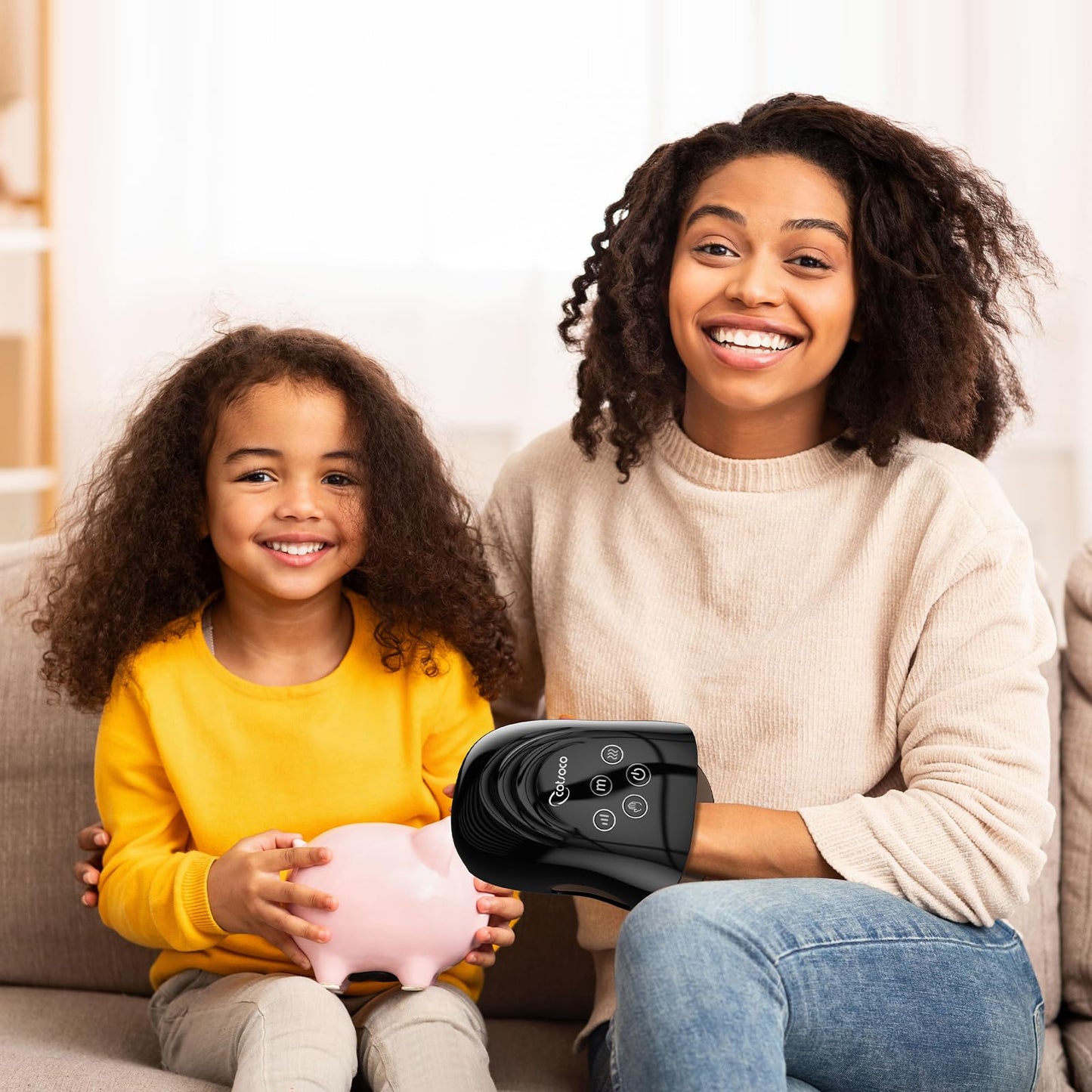 cotsoco Hand Massager with Heat and Compression for Arthritis and Carpal Tunnel, Birthday Gifts for Women Mom Men,Black