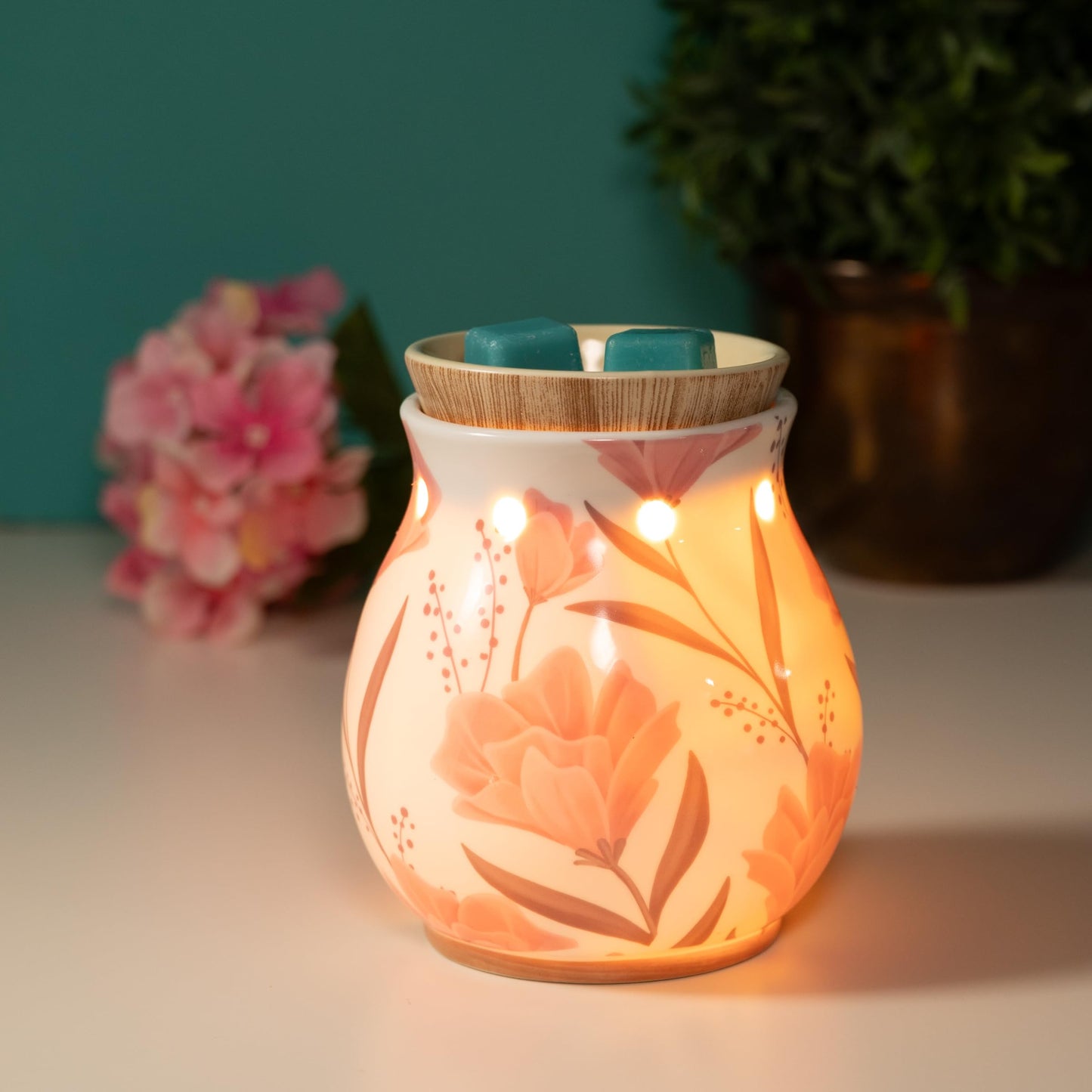 Scentsationals Wax Melt Warmer, Wax Warmer for Scented Wax Melts - Spring Collection Shea Warmer - Candle Wax Melter for Fragrance Cubes and Tarts