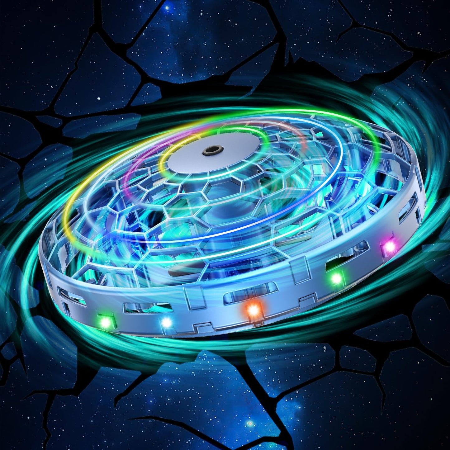 PYMSRTY Flying Toy Drone for Kids,360° Hands Free Motion Sensors Mini Drone with Cool LED Lights,Easy Indoor Small UFO Toy Flying Ball Drone for Kids -Blue