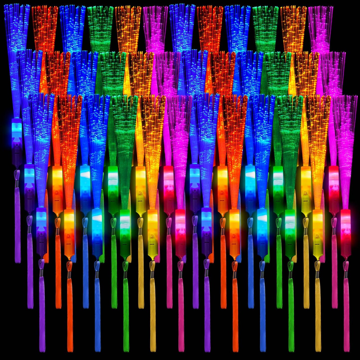 Skylety 36 Pcs Fiber Optic Wand, LED Fiber Optic Wand with 3 Light Modes, Glow Fibers Optics Sticks for Wedding Neon Party, New Year Party Favors, Bar Dj, Halloween, Christmas(Bright Color)
